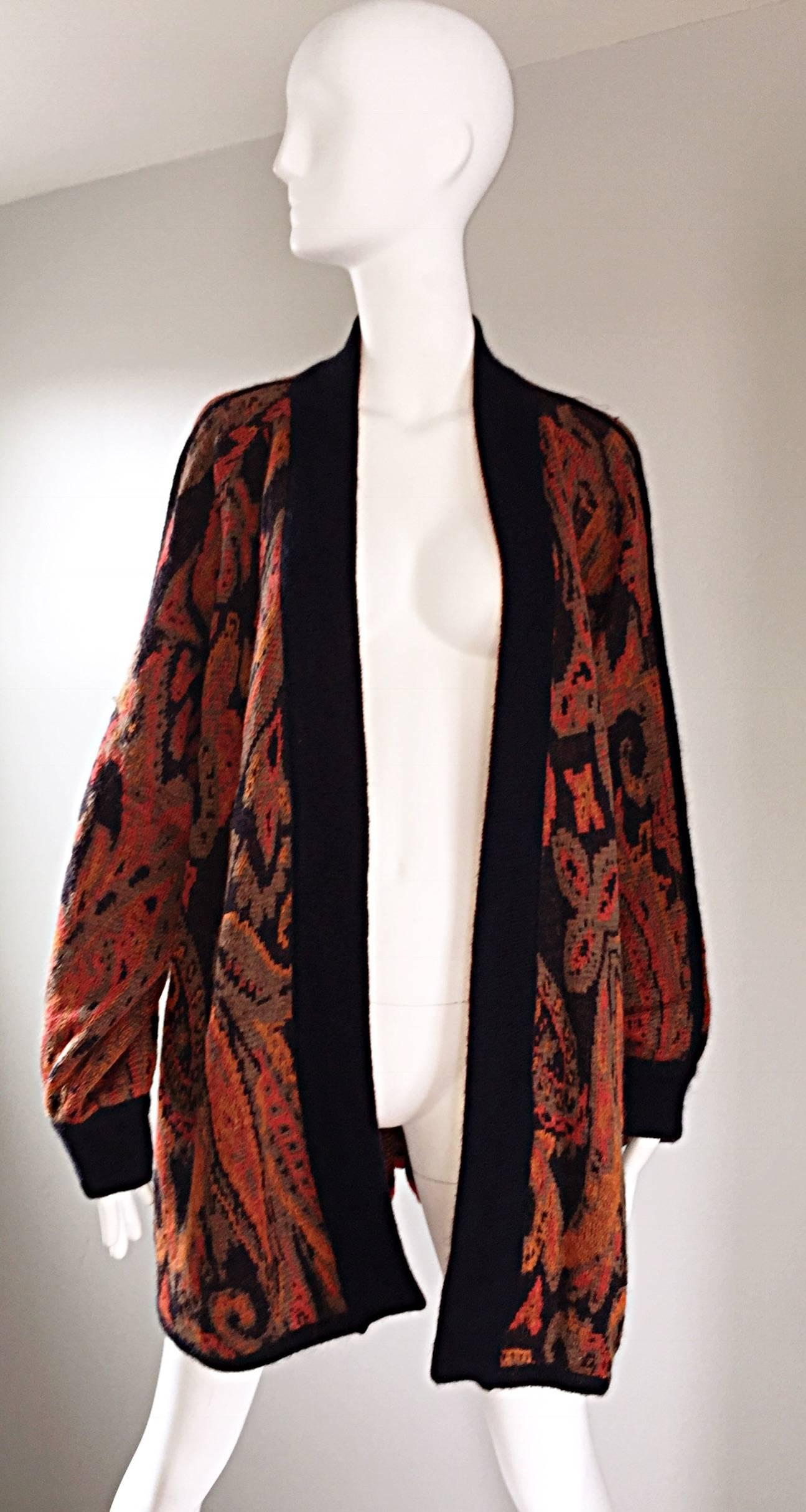 Vintage Escada by Margaretha Ley Autumnal Open Front Paisley Mohair Cardigan  1