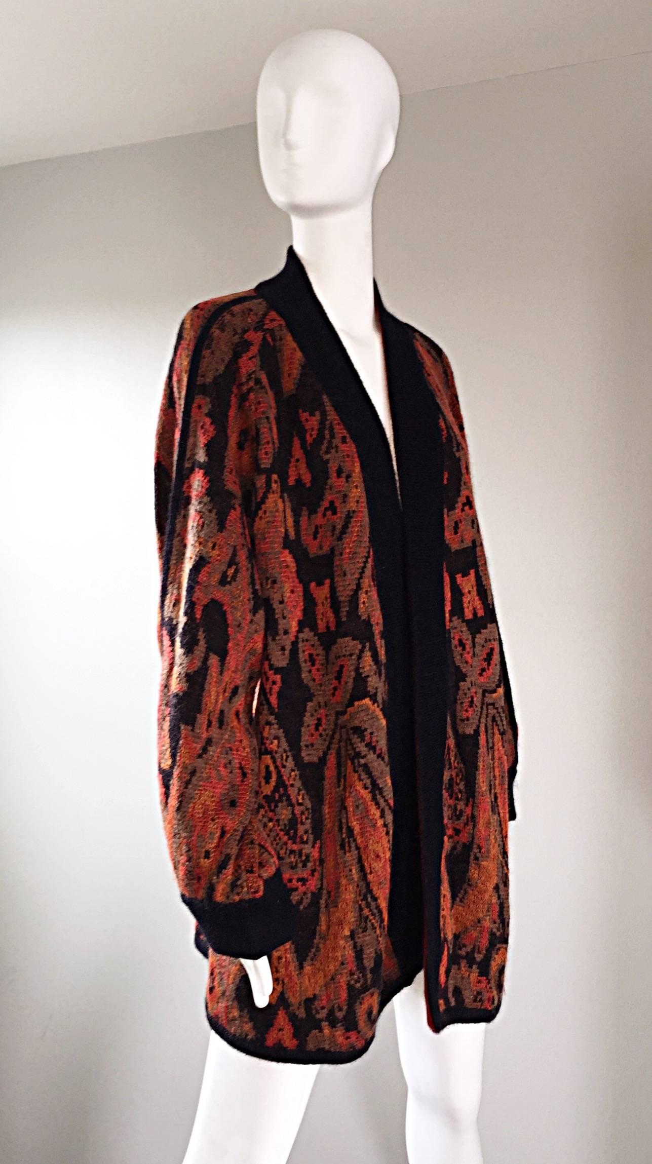Vintage Escada by Margaretha Ley Autumnal Open Front Paisley Mohair Cardigan  3