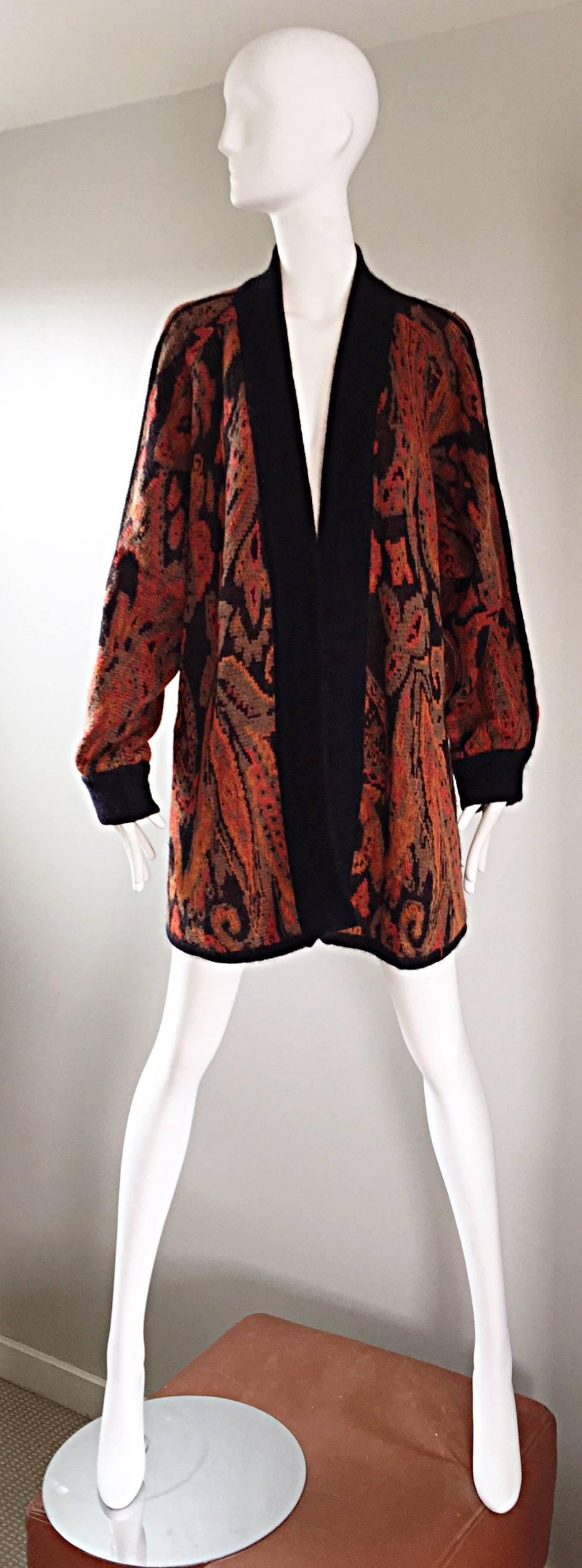 Vintage Escada by Margaretha Ley Autumnal Open Front Paisley Mohair Cardigan  4