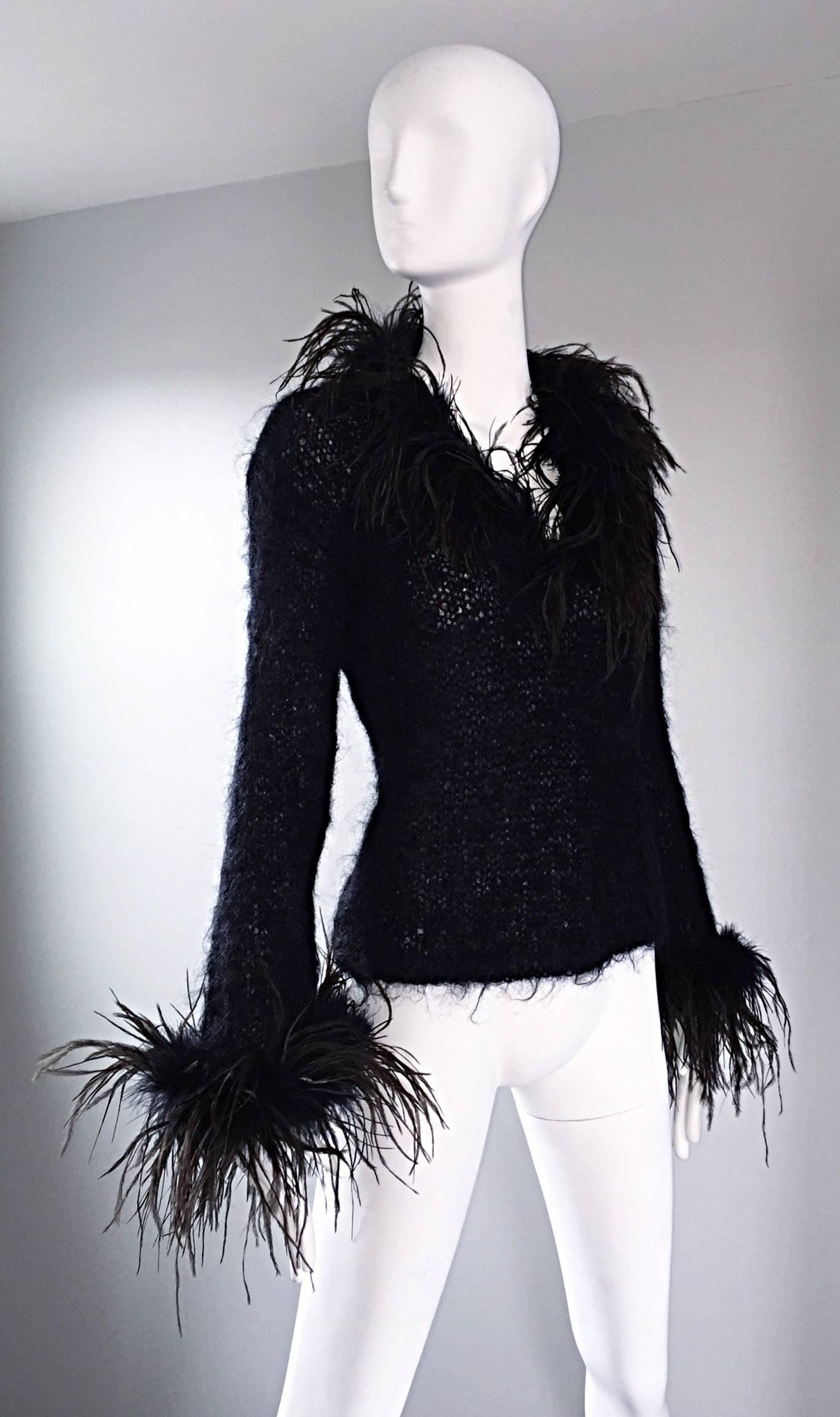ostrich feather cardigan