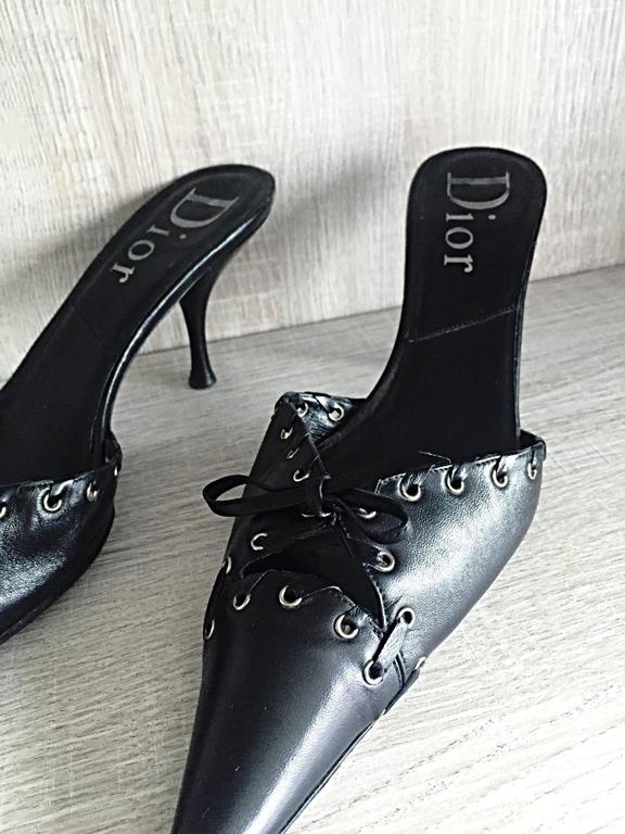 Christian Dior By John Galliano Black Leather ' Corset ' Heels Size 40. ...