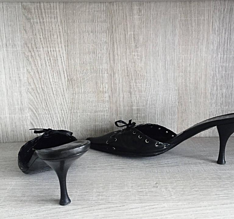 Christian Dior By John Galliano Black Leather ' Corset ' Heels Size 40. ...