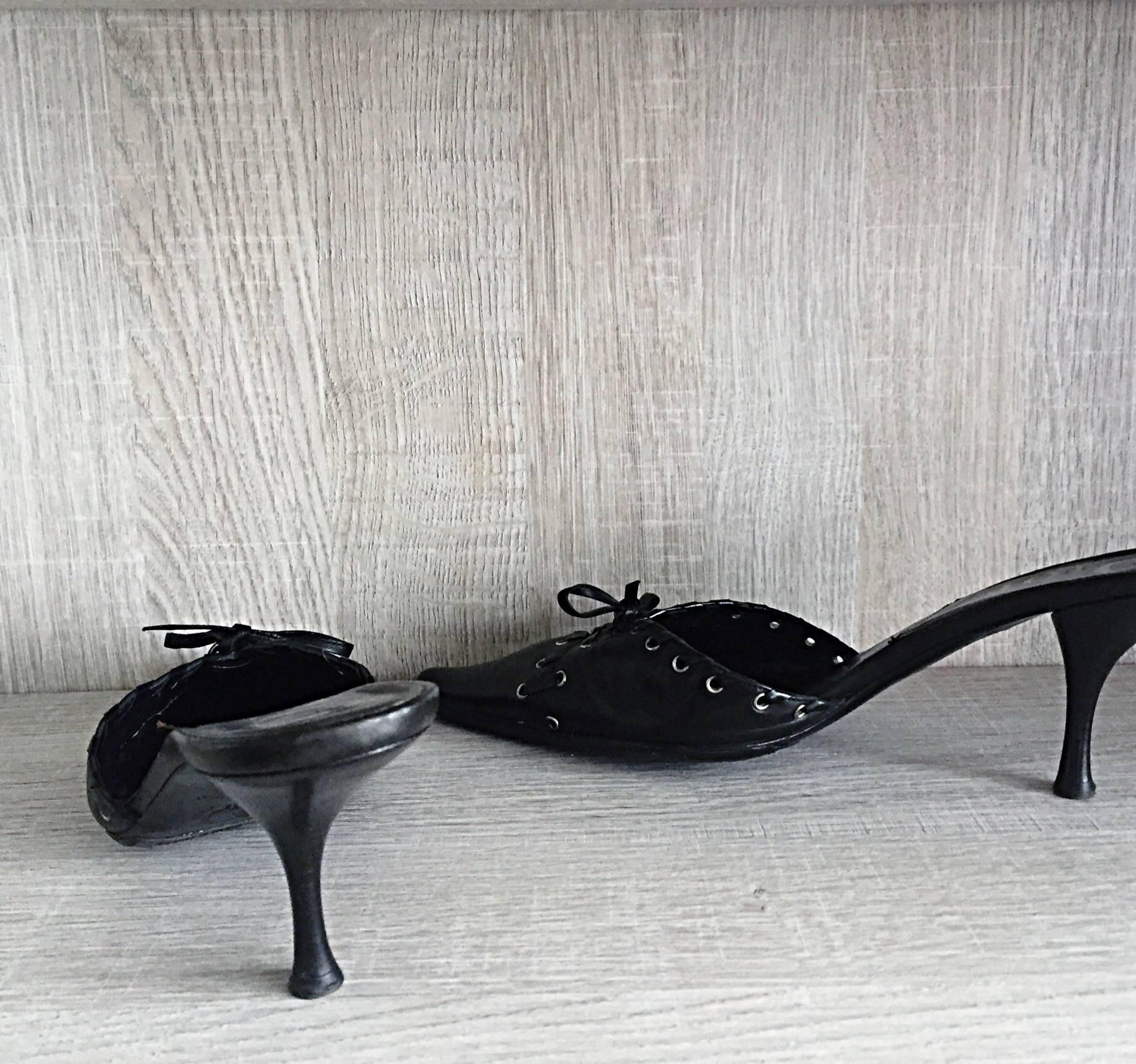 Christian Dior By John Galliano Black Leather ' Corset ' Heels Size 40.5 10.5 1