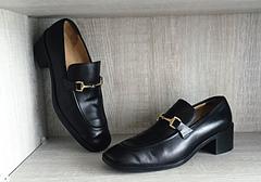 Tom Ford For Gucci 1990s 90s Black Horsebit Stacked Heel Sz 38.5 Classic Loafers