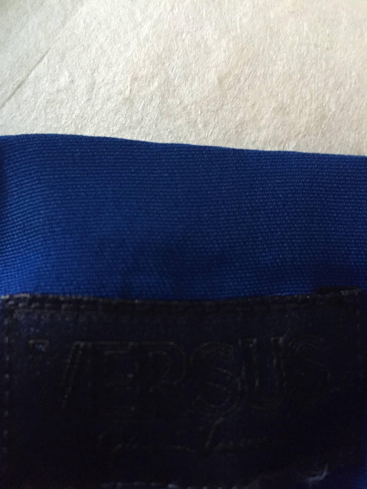 Vintage Gianni Versace Versus Royal Cobalt Blue 1990s 90s Sexy Crop Top Bodycon For Sale 4