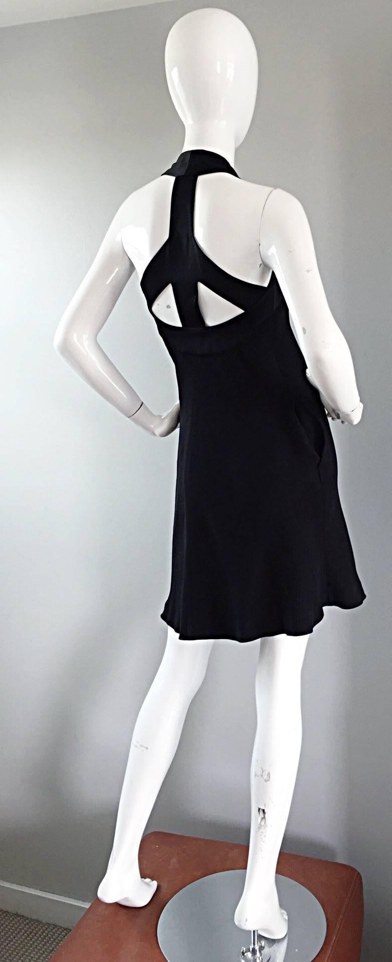 Women's Moschino Cheap & Cheap Vintage 90s Iconic Peace Sign Cut Out Flirty Black Dress For Sale