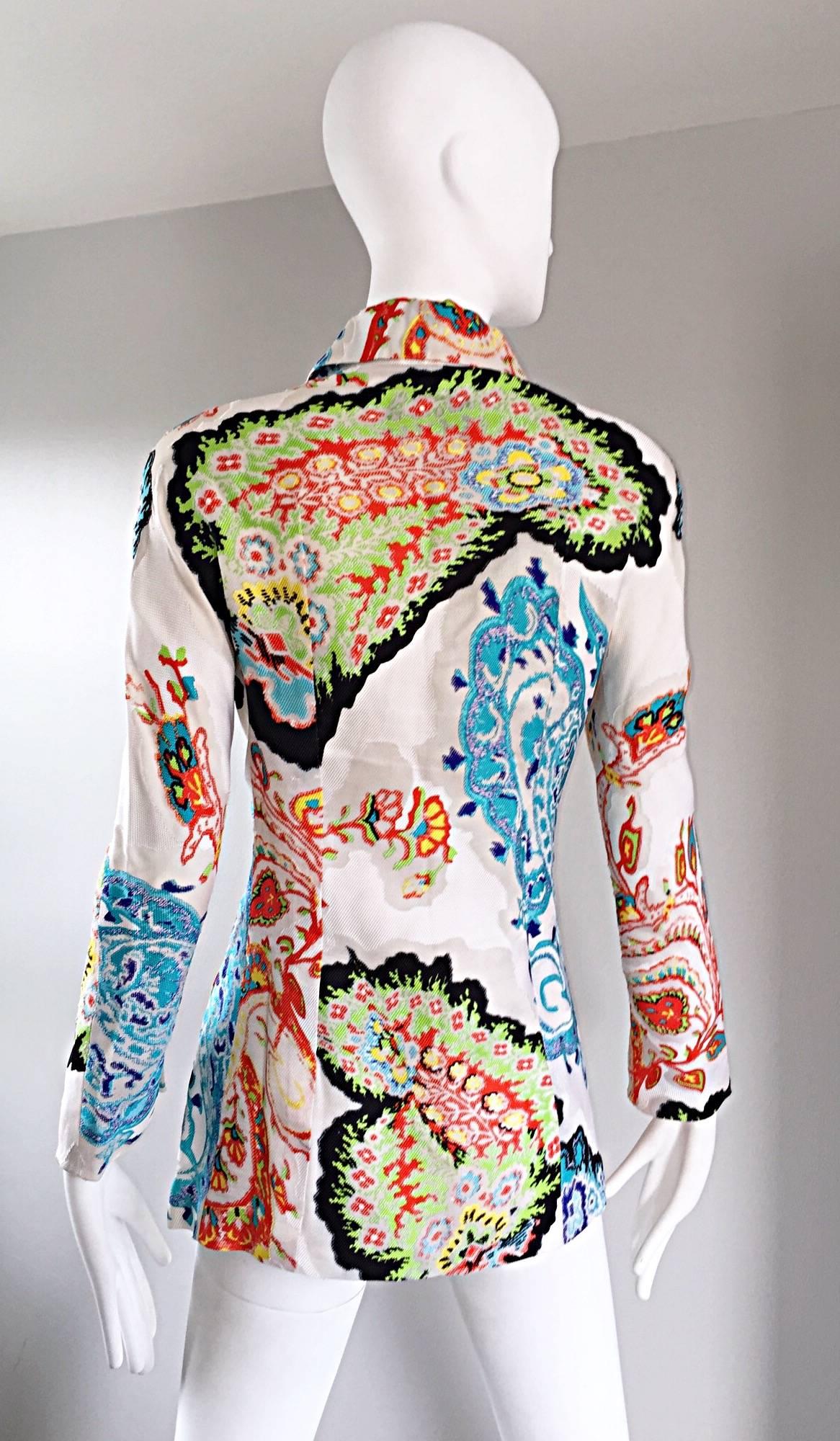 Women's Christian Lacroix Vintage Embroidered Amazing Colorful 1990s 90s Jacket Blazer 