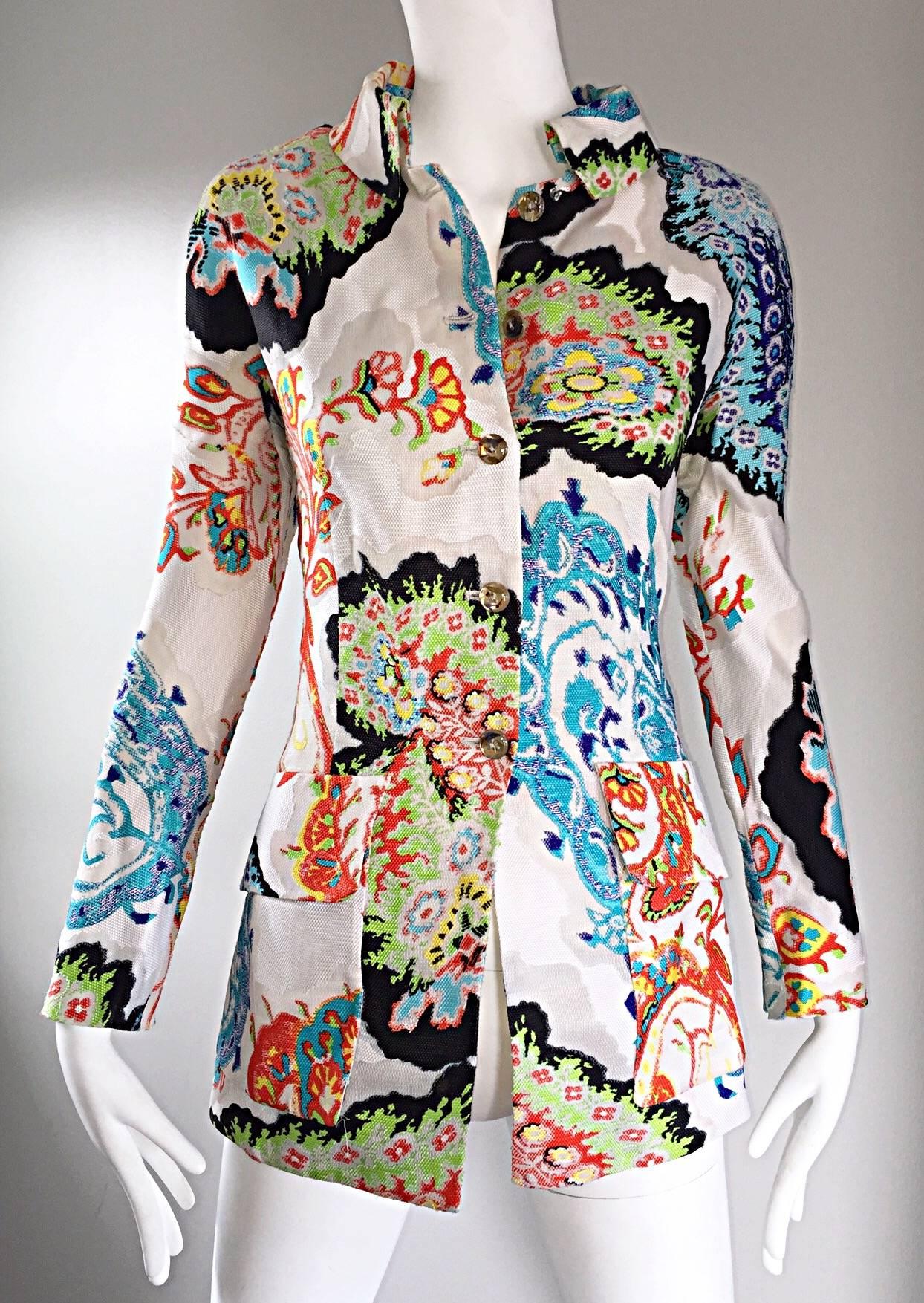 Christian Lacroix Vintage Embroidered Amazing Colorful 1990s 90s Jacket Blazer  2