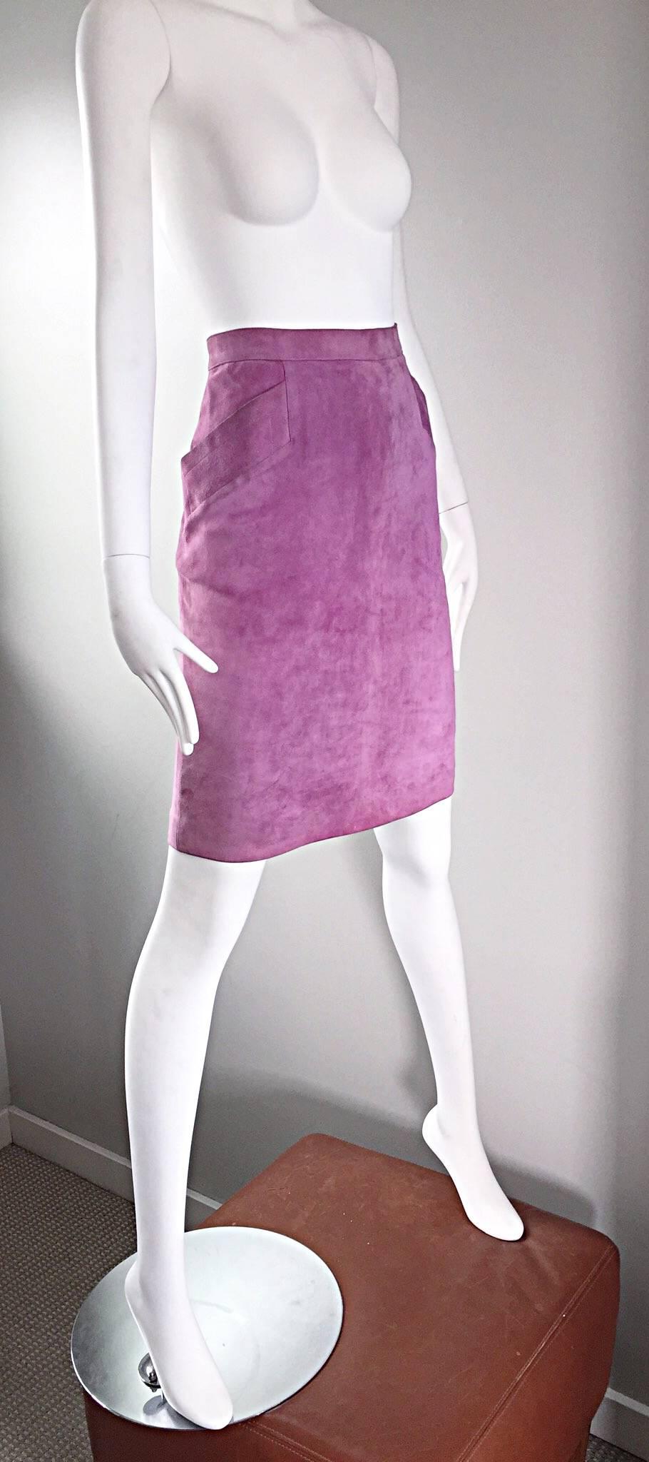 lilac pencil skirt