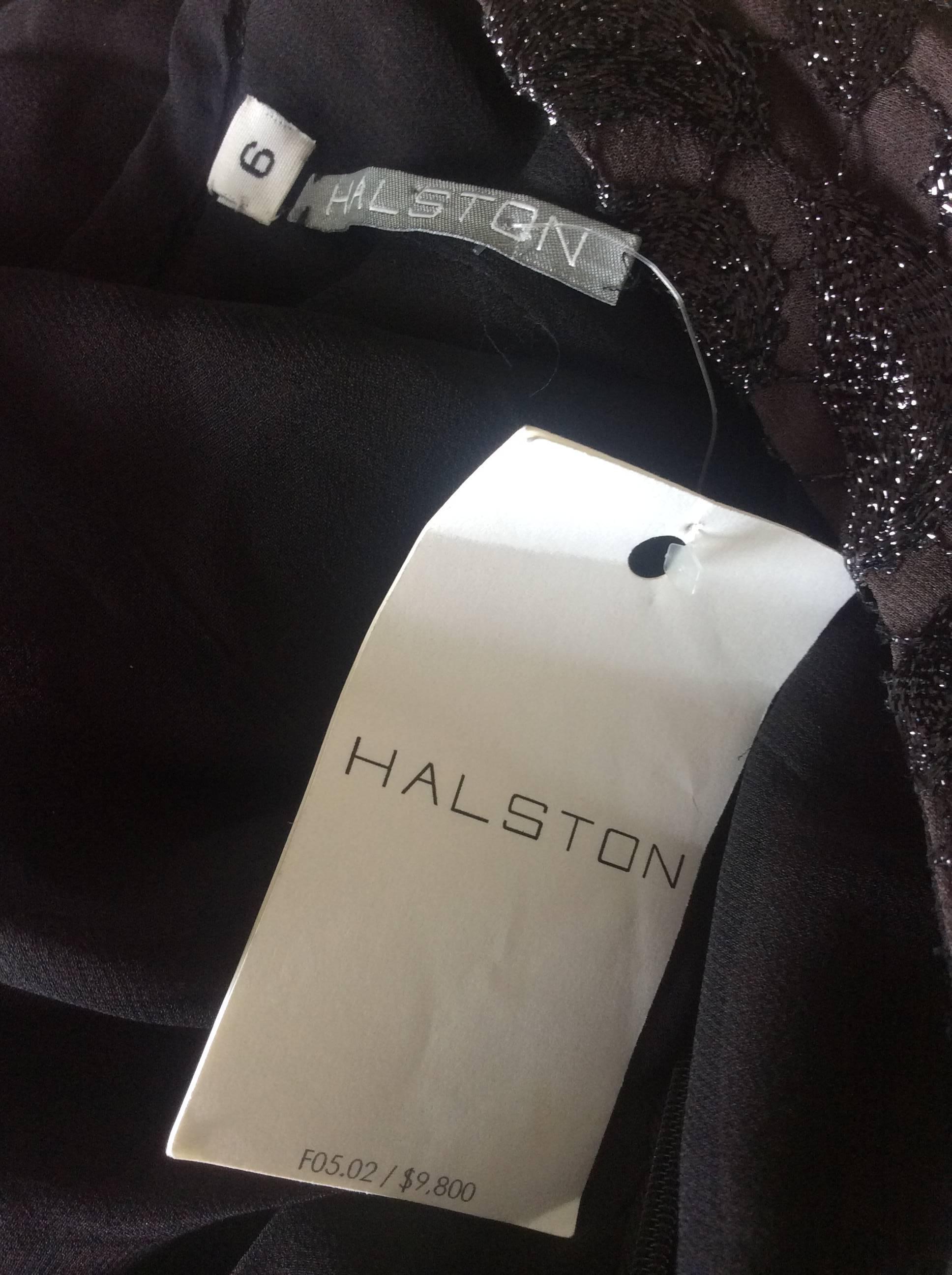 Incredible Vintage Halston NWT $9, 800 Black Silk Crochet 3/4 Sleeves Dress Sz 6 6