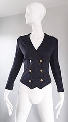 Vintage Nina Ricci Couture Charcoal Grey Double Breasted Wool Cardigan Jacket