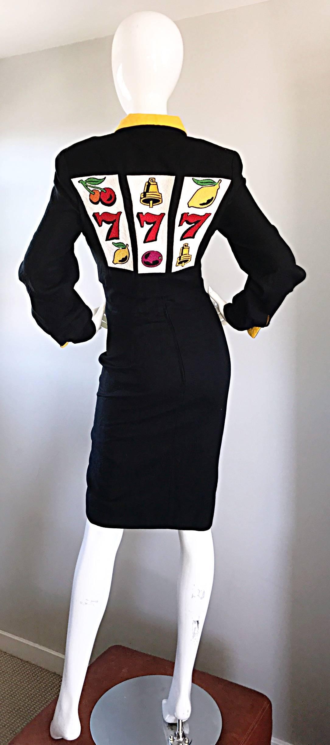 Women's Vintage Bob Mackie Rare Casino Poker Motif Cropped Embroidered Novelty Jacket 