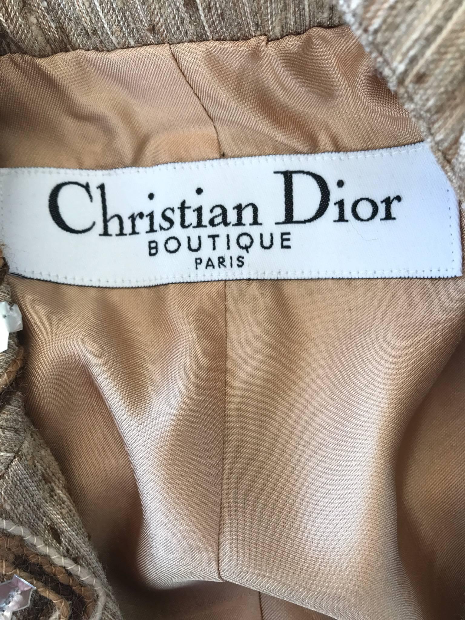 Christian Dior By John Galliano Tan Butterfly Embroidered Sequin Blazer Jacket 3