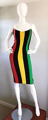 Bob Mackie Size 10 / 12 Vintage Green Yellow Red Black Amazing Strapless Dress