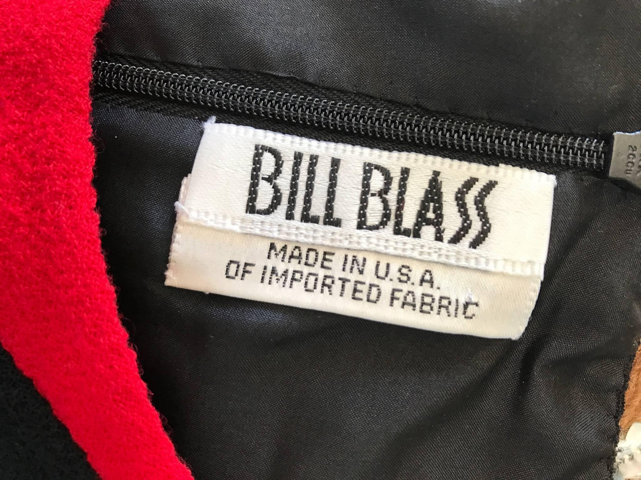 Vintage Bill Blass 1960s Black and Red Mod 60s Chic Wool Shift Dress LBD 6