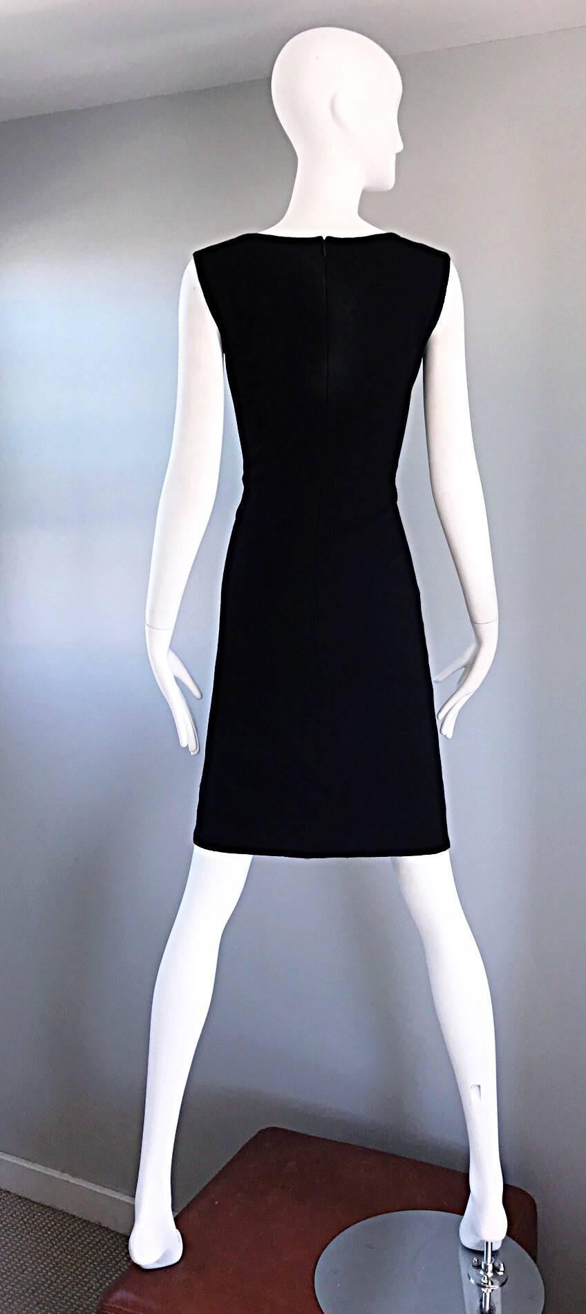 Women's Vintage Bill Blass 1960s Black and Red Mod 60s Chic Wool Shift Dress LBD