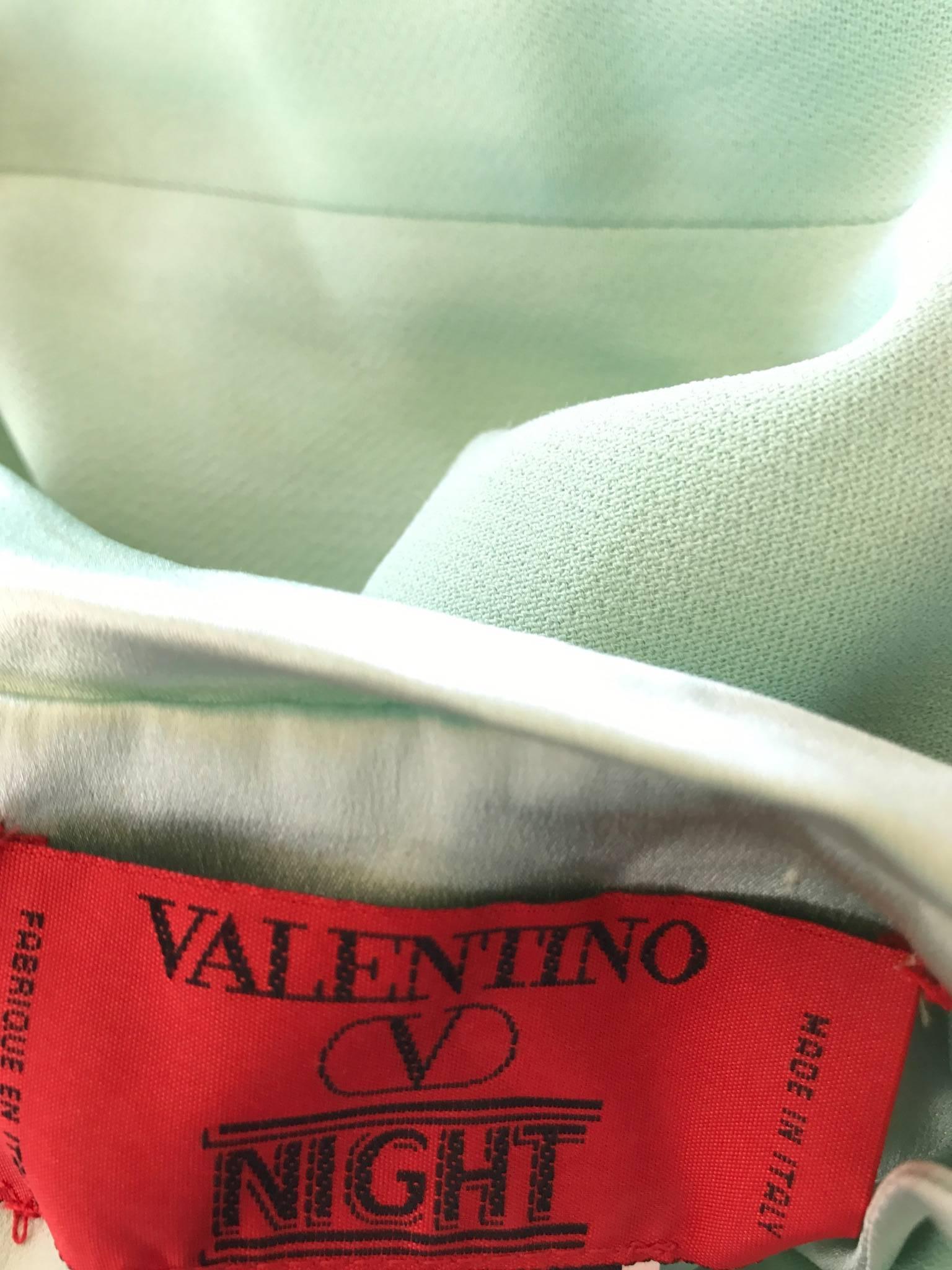 1990s Valentino Vintage Light Mint Green 90s Beautiful Crepe + Silk Gown / Dress 3