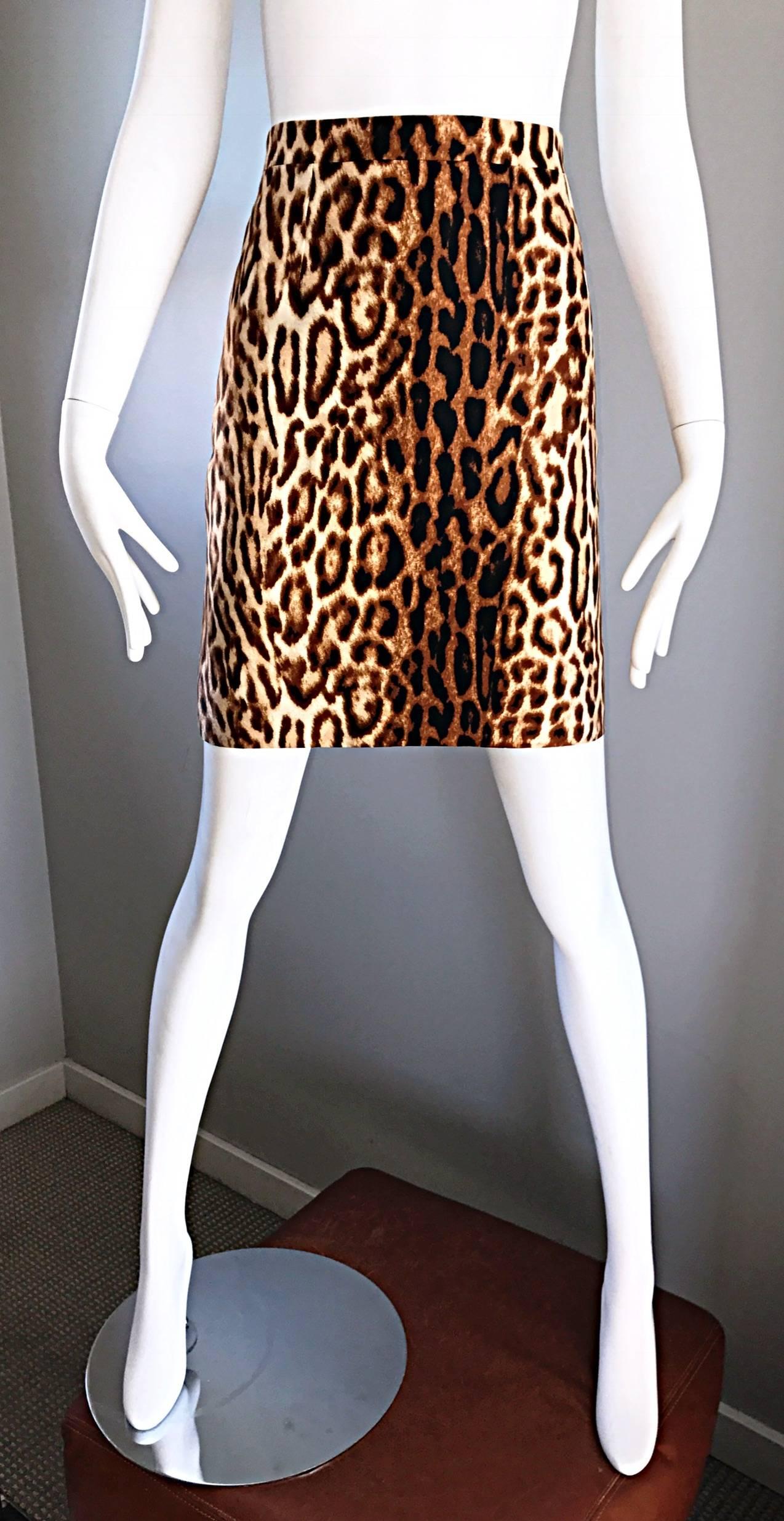 leopard print high waisted skirt