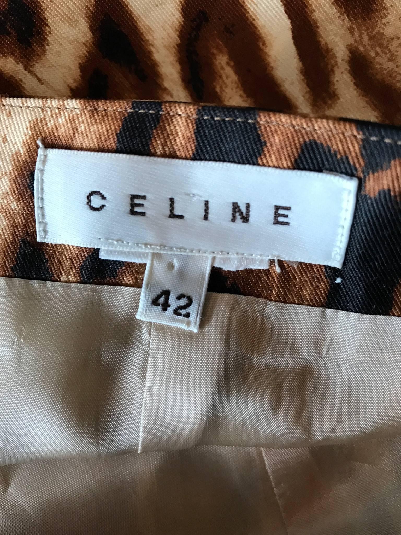 Celine by Michael Kors 1990s Leopard Print High Waisted 90s Mini Pencil Skirt 42 2