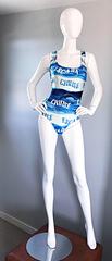 Vintage ESCADA by Margaretha Ley Blue and White One Piece Swimsuit / Bodysuit 44