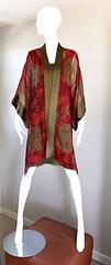 1970s Holly's Harp Vintage Dress and Kimono Red + Chartreuse Amazing Boho Set