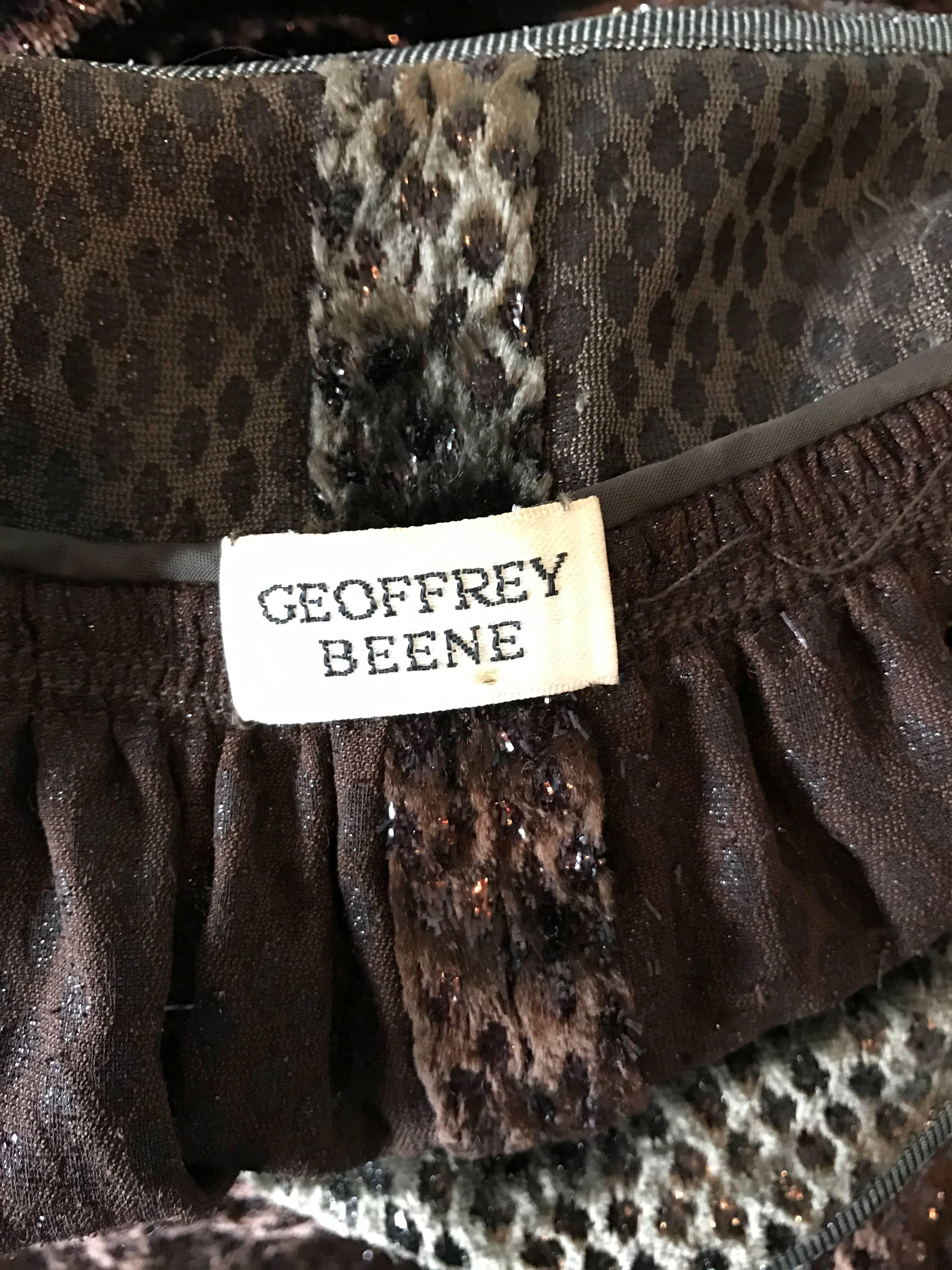 Geoffrey Beene Vintage Brown Silk Burnt Out Velvet Tassel Belt Long Sleeve Dress For Sale 3