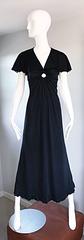 1970s Giorgio Sant Angelo Vintage Negro Jersey 70s Sexy Boho Keyhole Maxi Dress