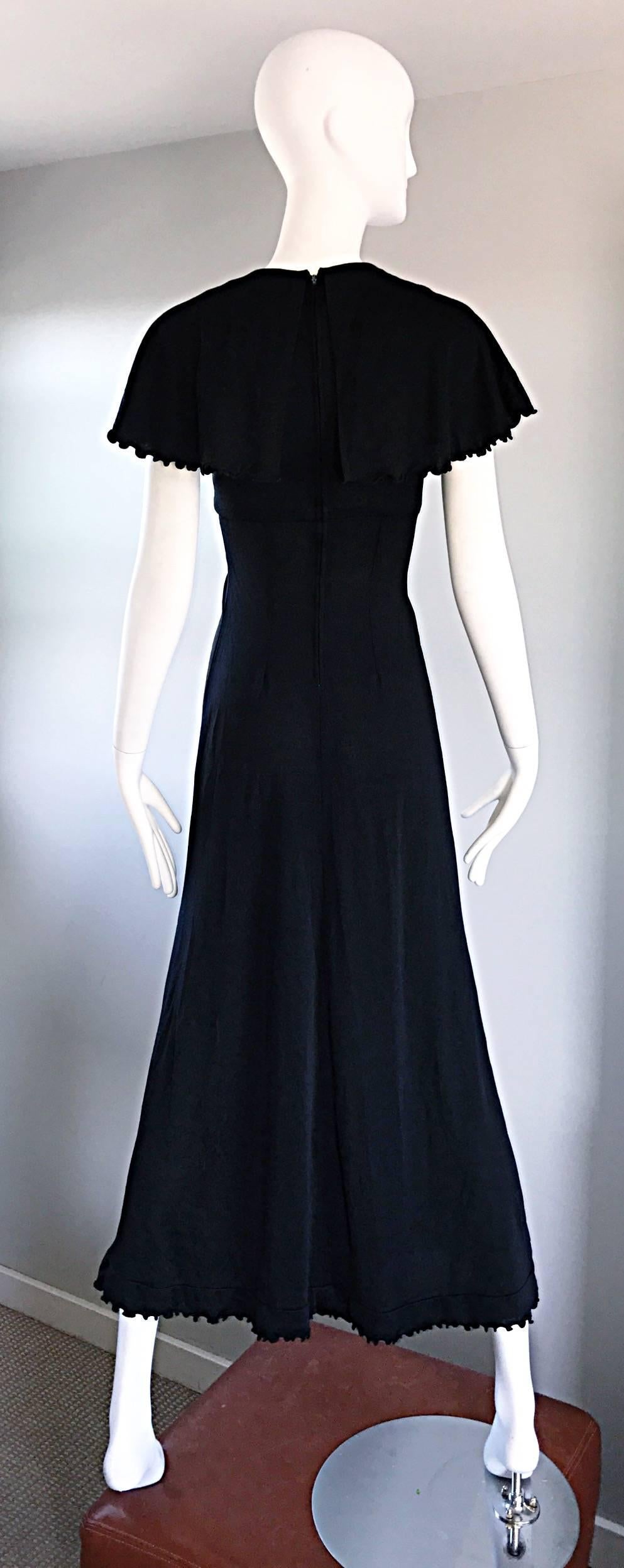1970s Giorgio Sant Angelo Vintage Black Jersey 70s Sexy Boho Keyhole Maxi Dress In Excellent Condition For Sale In San Diego, CA