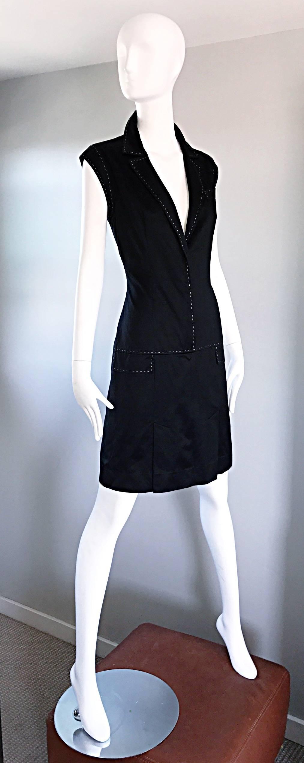 Women's Givenchy Couture By Alexander McQueen 1990s Black and White Shirt Dress Size 38