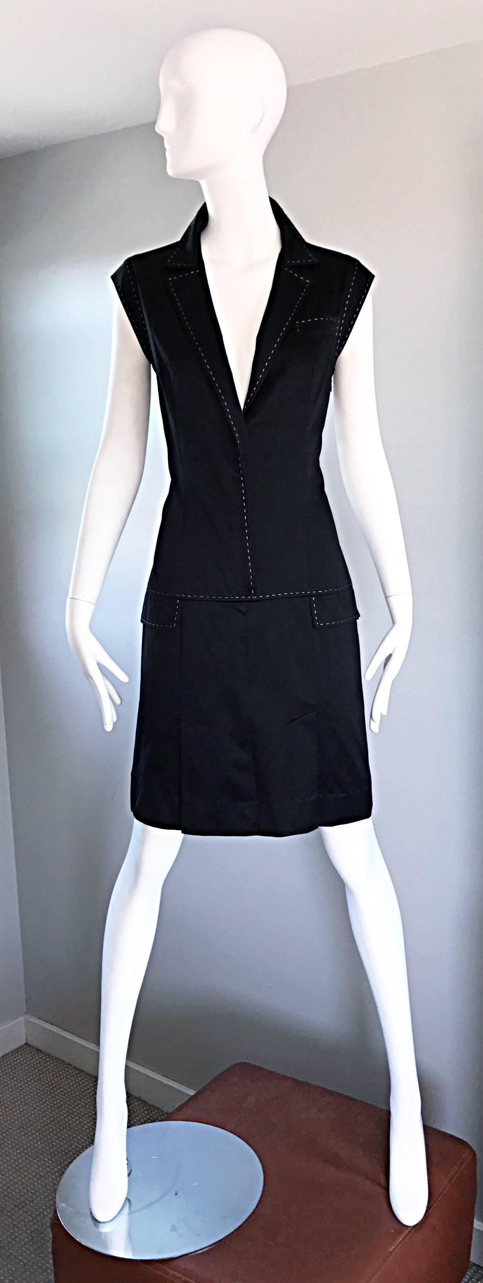 Givenchy Couture By Alexander McQueen 1990s Black and White Shirt Dress Size 38 5