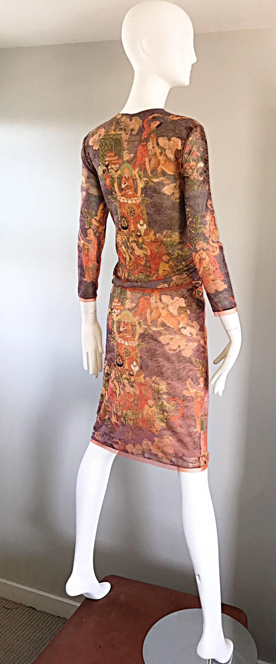 Iconic Vivienne Tam Vintage 1990s ' Buddah Collection ' 90s Rare Dress Ensemble  1