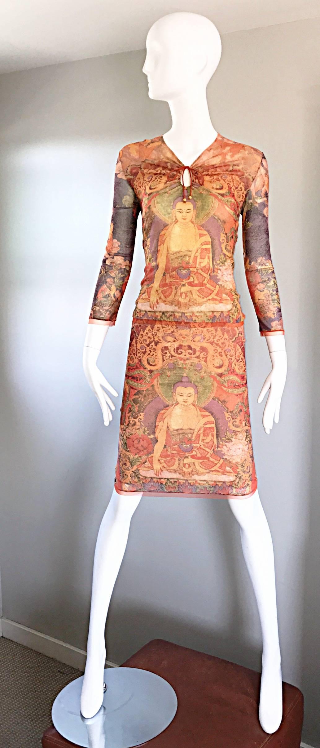 Iconic Vivienne Tam Vintage 1990s ' Buddah Collection ' 90s Rare Dress Ensemble  3
