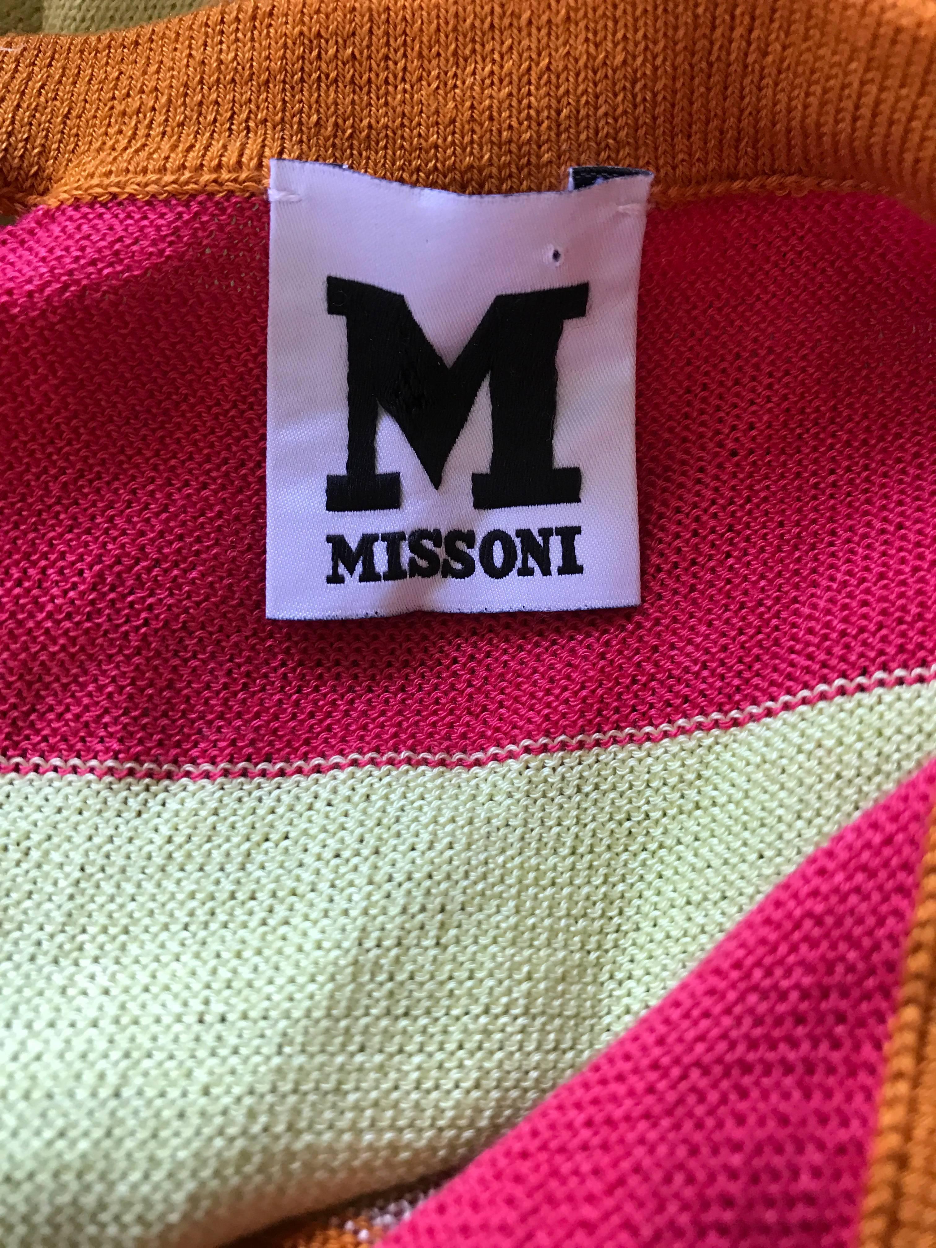 Amazing Missoni Sz 8 1990s Vintage Cut Out Back Metallic Striped 90s Knit Dress  For Sale 3