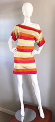 Amazing Missoni Sz 8 1990s Vintage Cut Out Back Metallic Striped 90s Knit Dress
