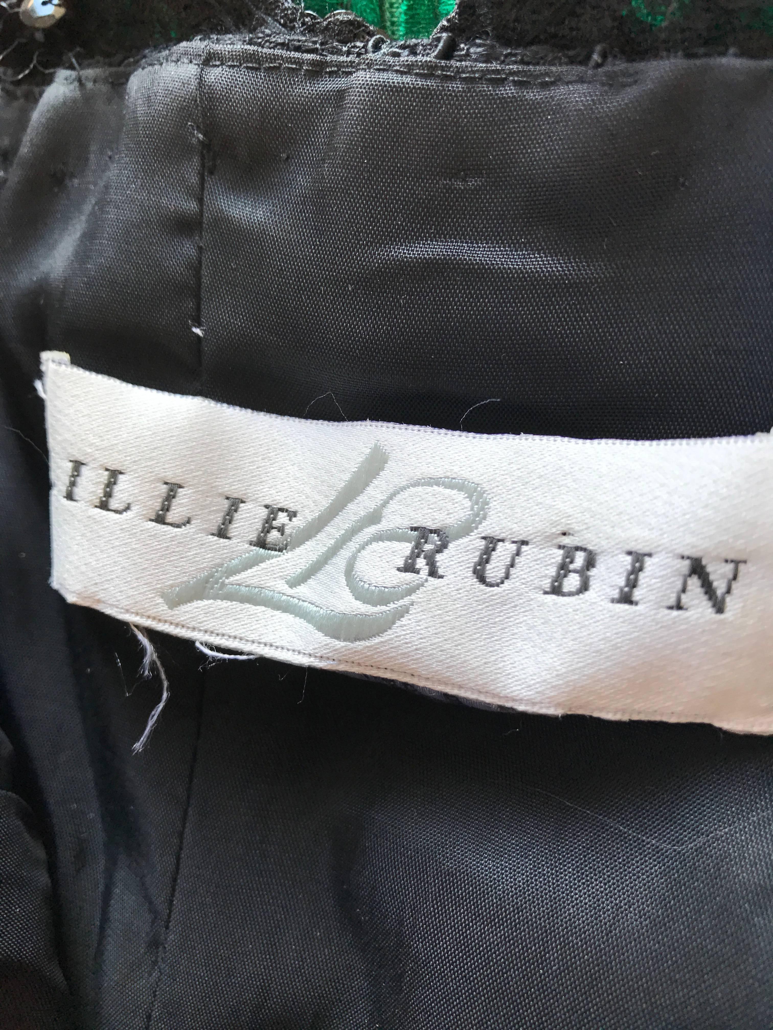 Vintage Lillie Rubin Black Strapless Chiffon Sequined Sexy Hi Lo 1990s 90s Dress 6
