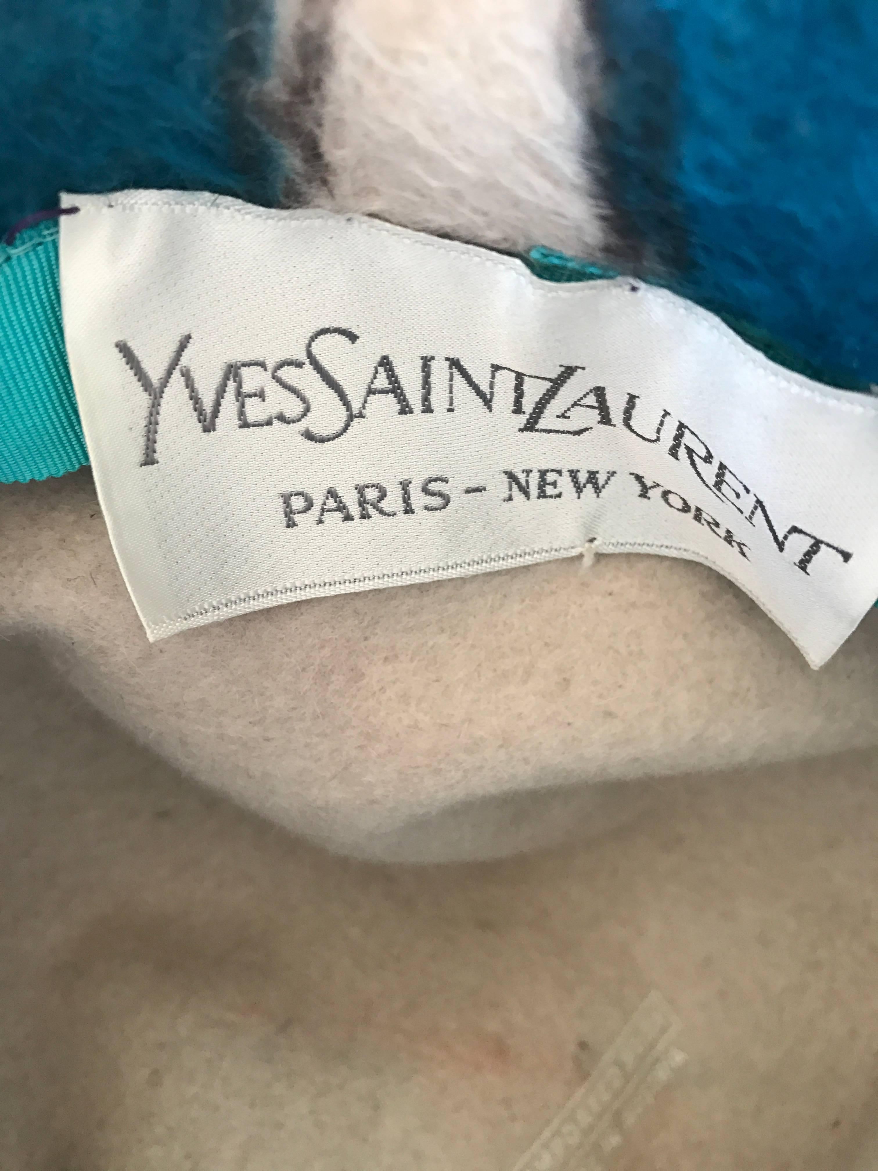 Yves Saint Laurent YSL Color Block Abstract Print Vintage Hat, 1960s  3