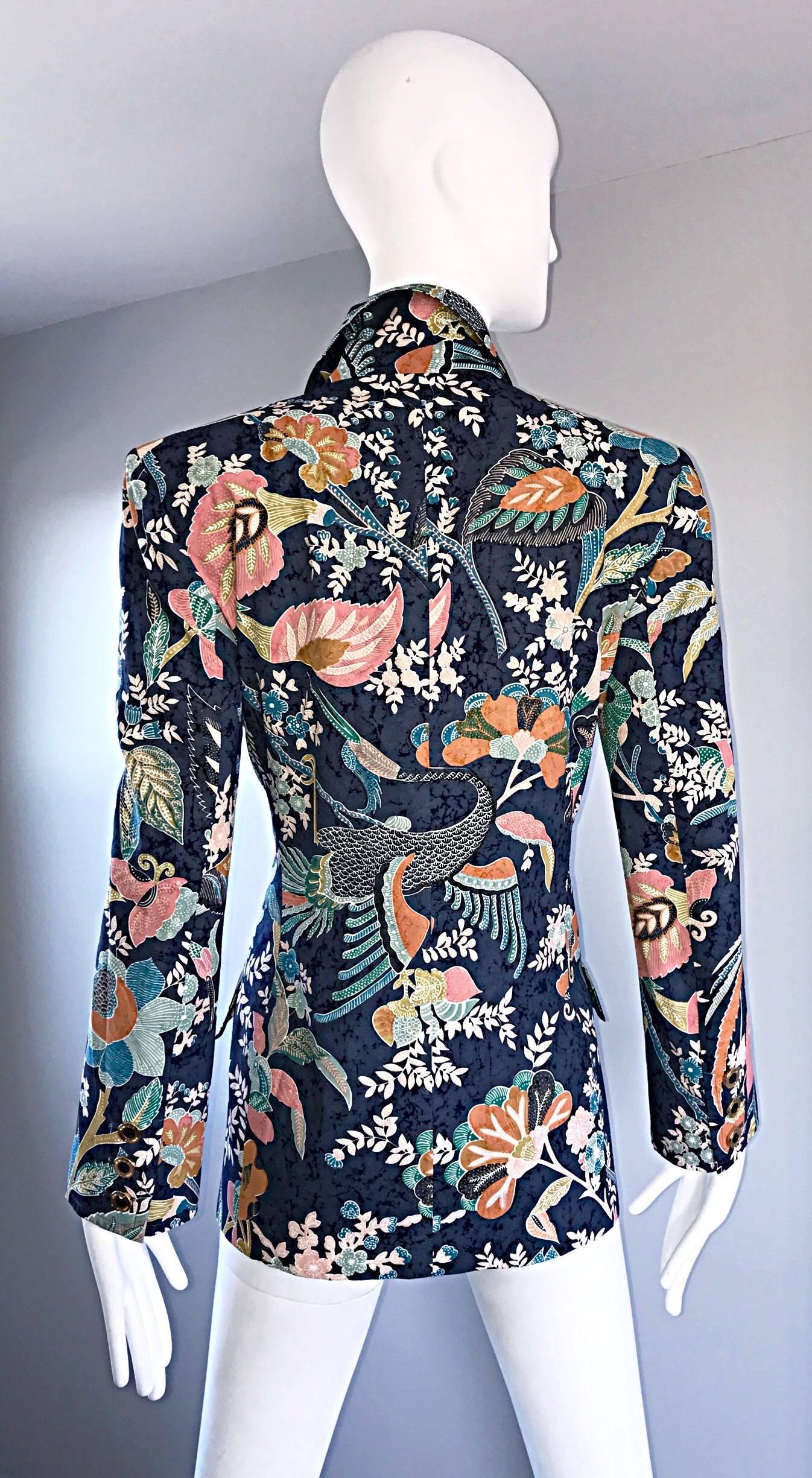 Women's Jean Louis Scherrer Couture Numbered 1990s Oriental Theme Double Breasted Jacket