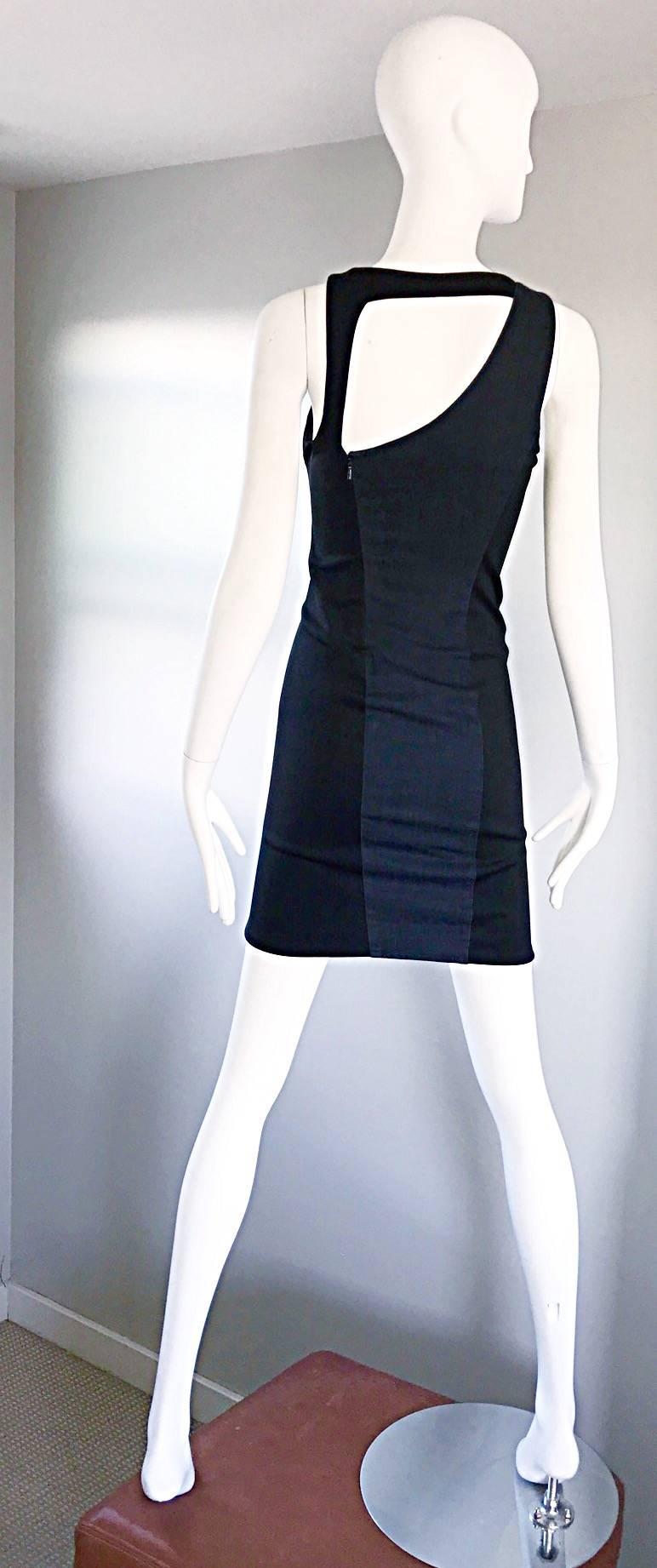 Women's 1990s Helmut Lang Indigo Denim and Black Vintage Bodycon ' Bondage ' 90s Dress  For Sale
