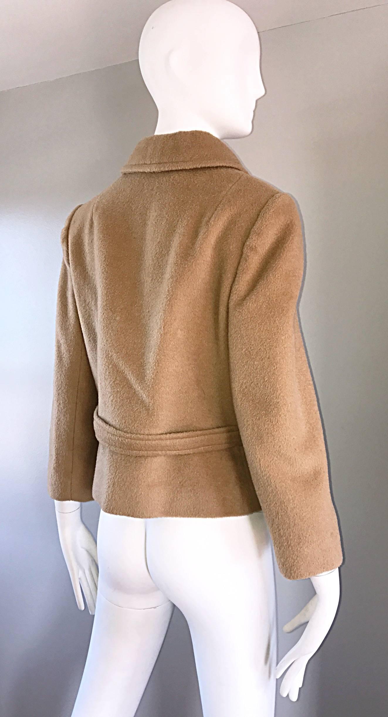 Chic 1960s Saks 5th Avenue Camel 60s Vintage Virgin Mod Wool Cropped Jacket  1