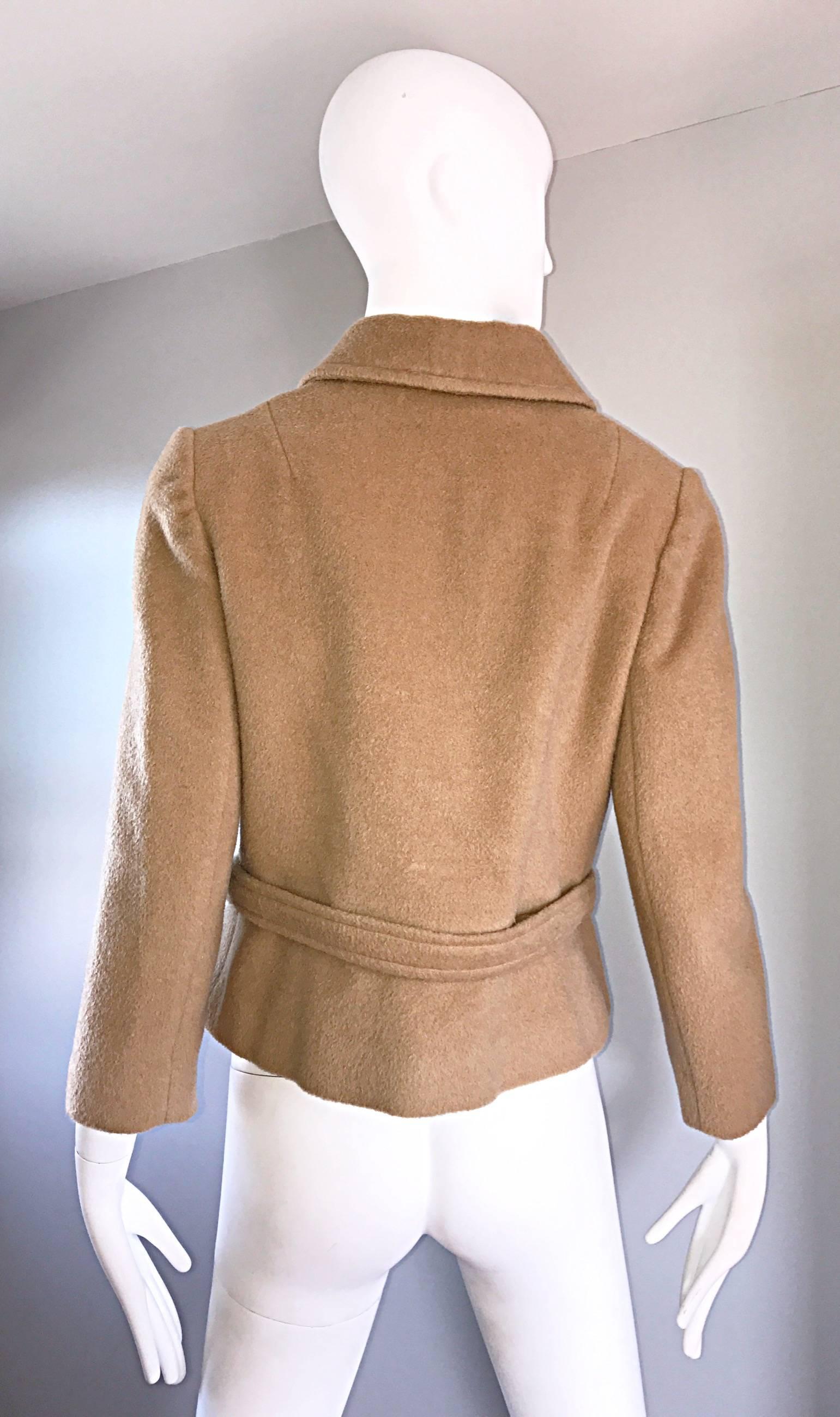 Chic 1960s Saks 5th Avenue Camel 60s Vintage Virgin Mod Wool Cropped Jacket  3
