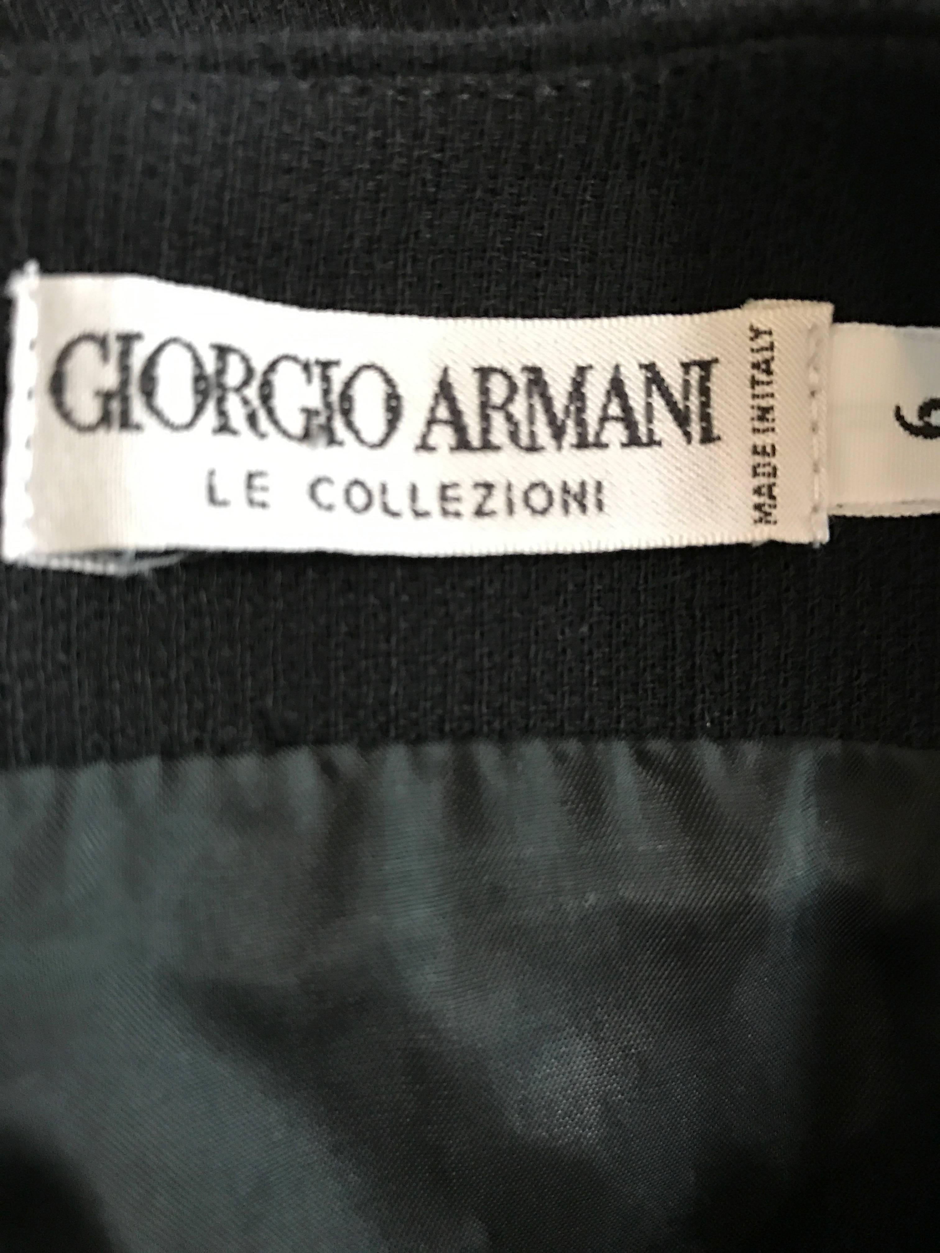 Vintage Giorgio Armani 1990s Does 1960s LBD Mod Wool Sz 6 90s Black Dress 3