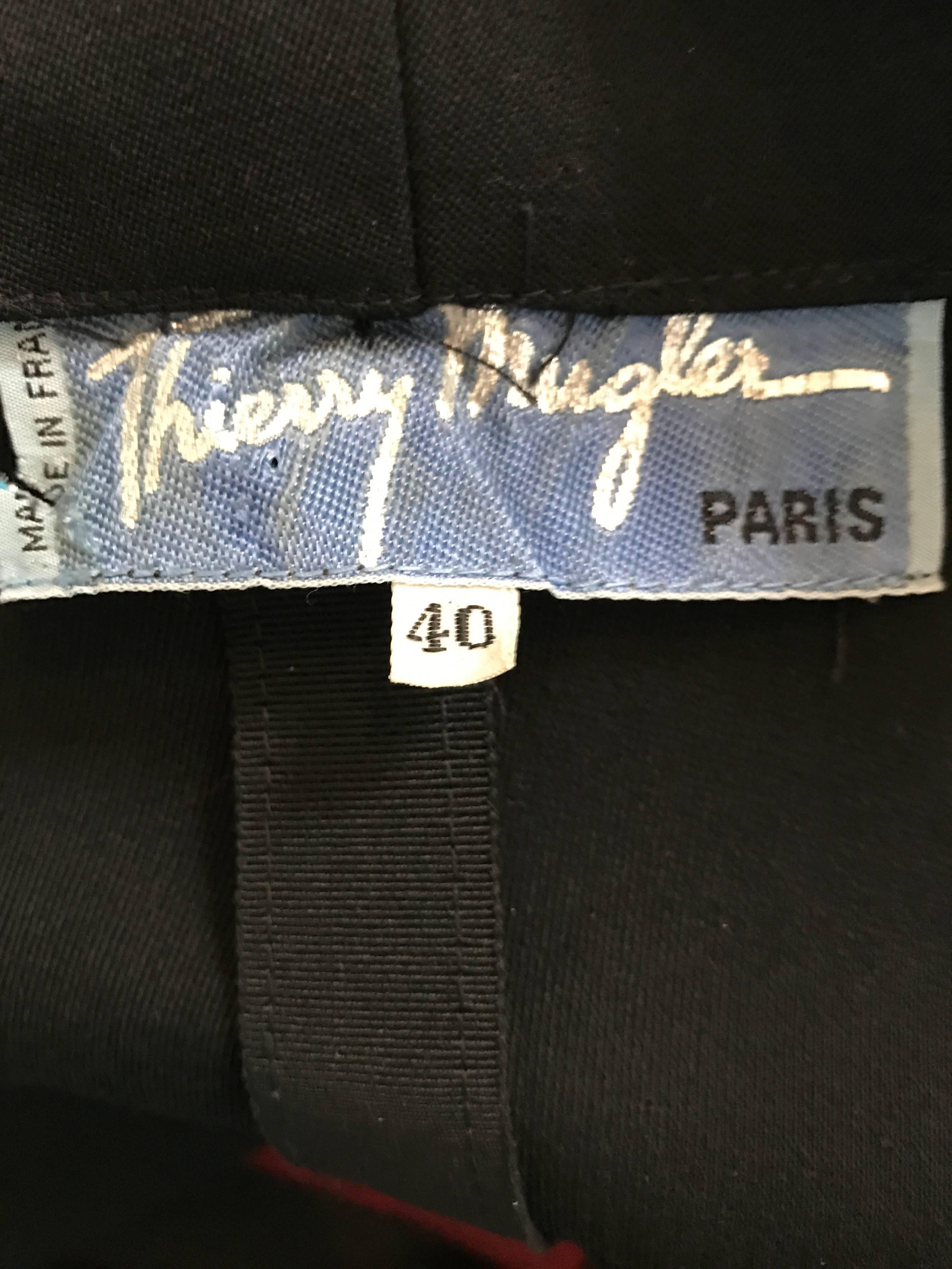 Vintage Thierry Mugler Black Avant Garde 1980s Asymmetrical Sash 80s Jacket  3