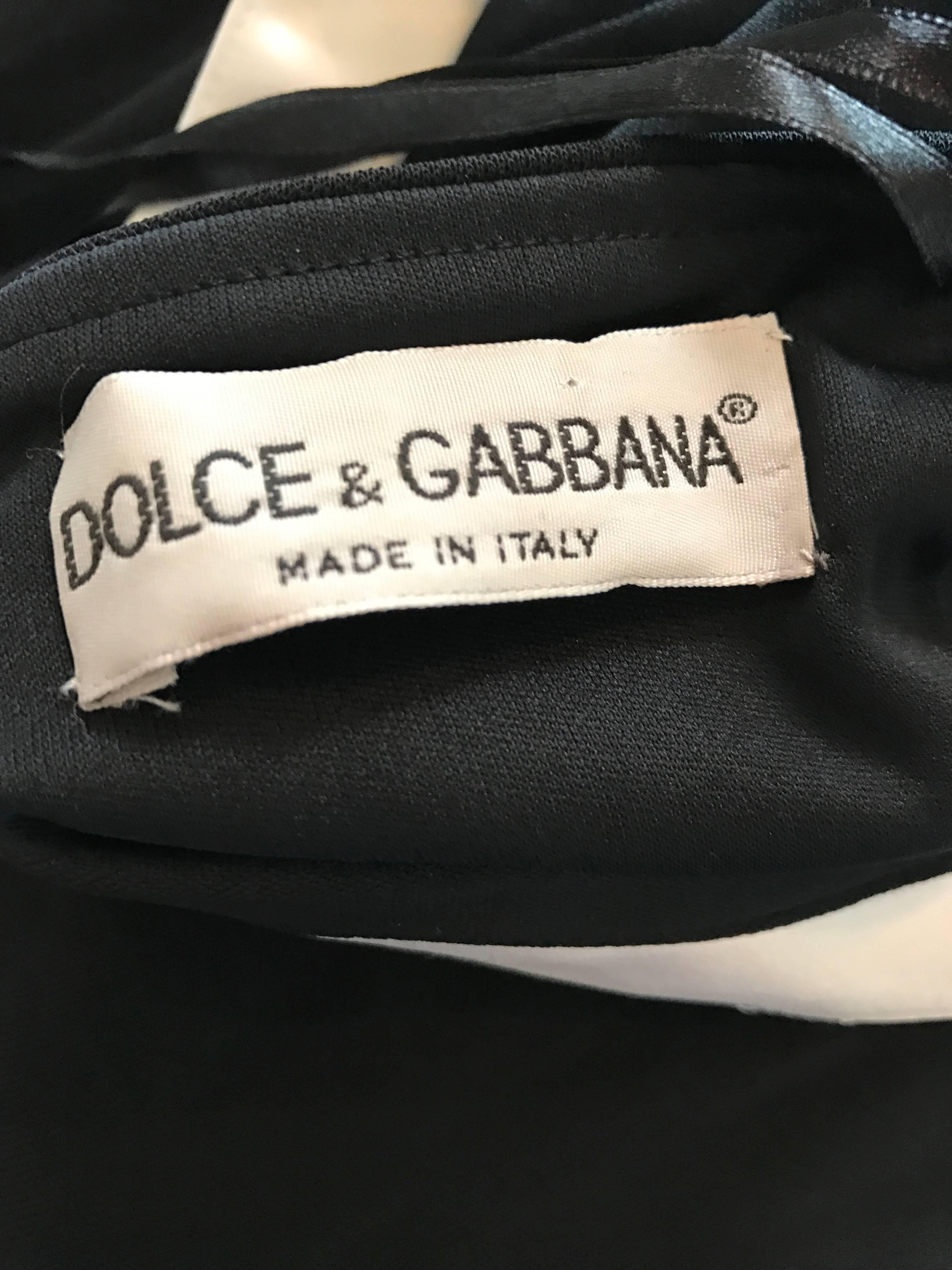 Dolce & Gabbana 1990s Vintage Black and White Iconic Jersey Dress Gown Dress For Sale 5