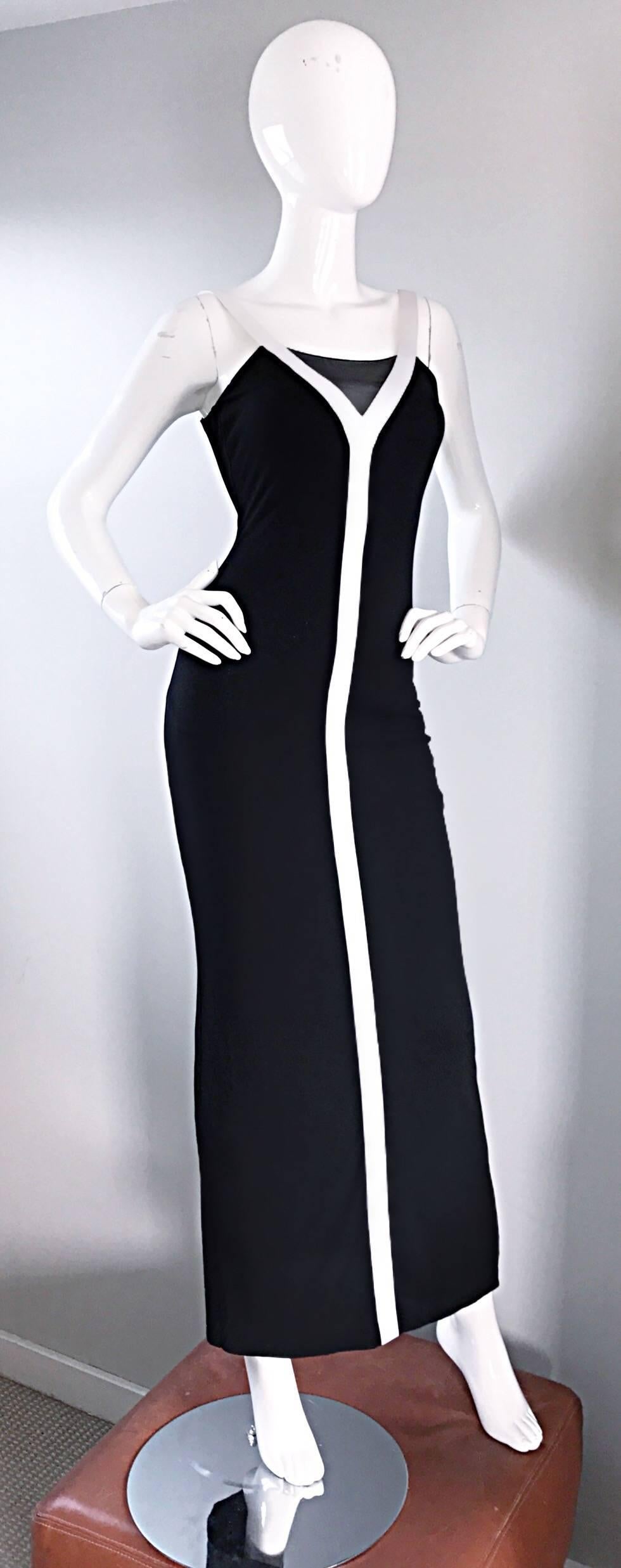 Women's Dolce & Gabbana 1990s Vintage Black and White Iconic Jersey Dress Gown Dress For Sale