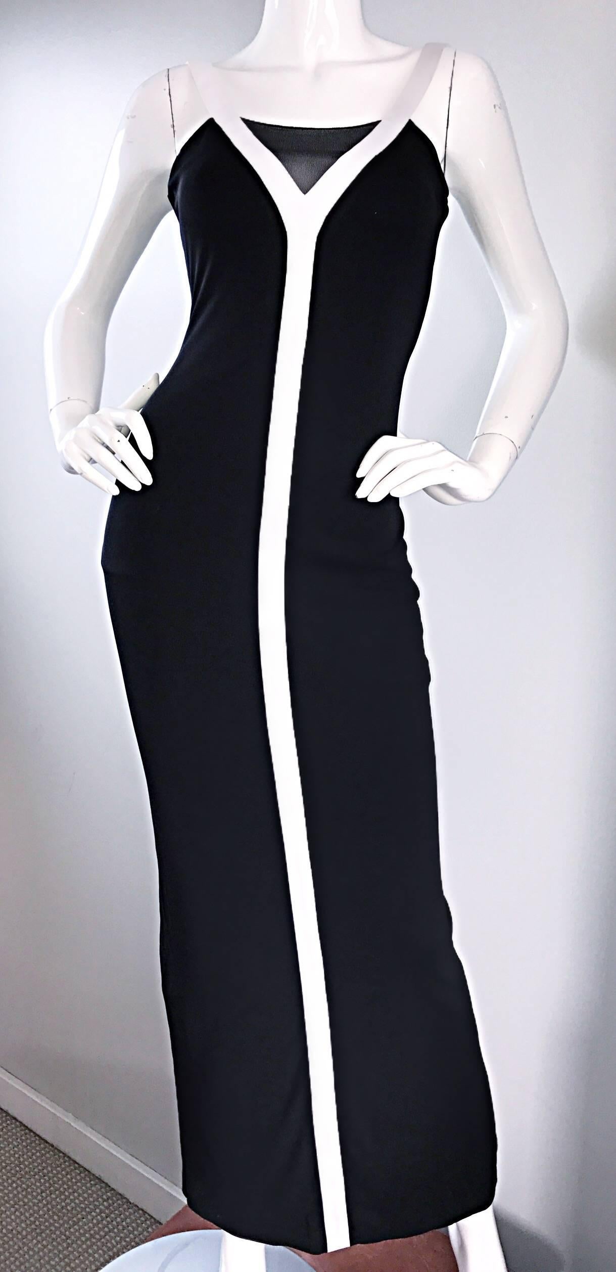 Dolce & Gabbana 1990s Vintage Black and White Iconic Jersey Dress Gown Dress For Sale 1