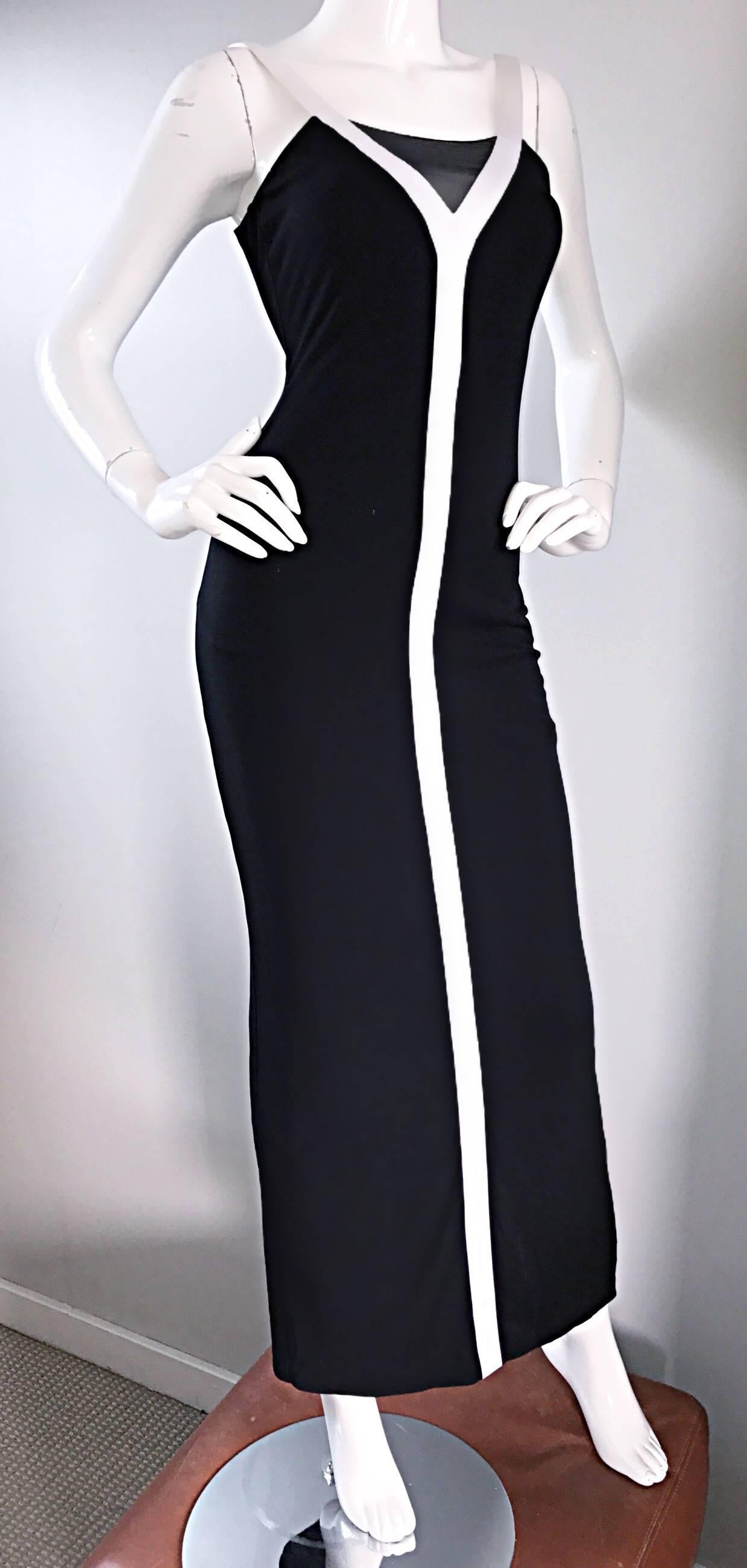 Dolce & Gabbana 1990s Vintage Black and White Iconic Jersey Dress Gown Dress For Sale 3
