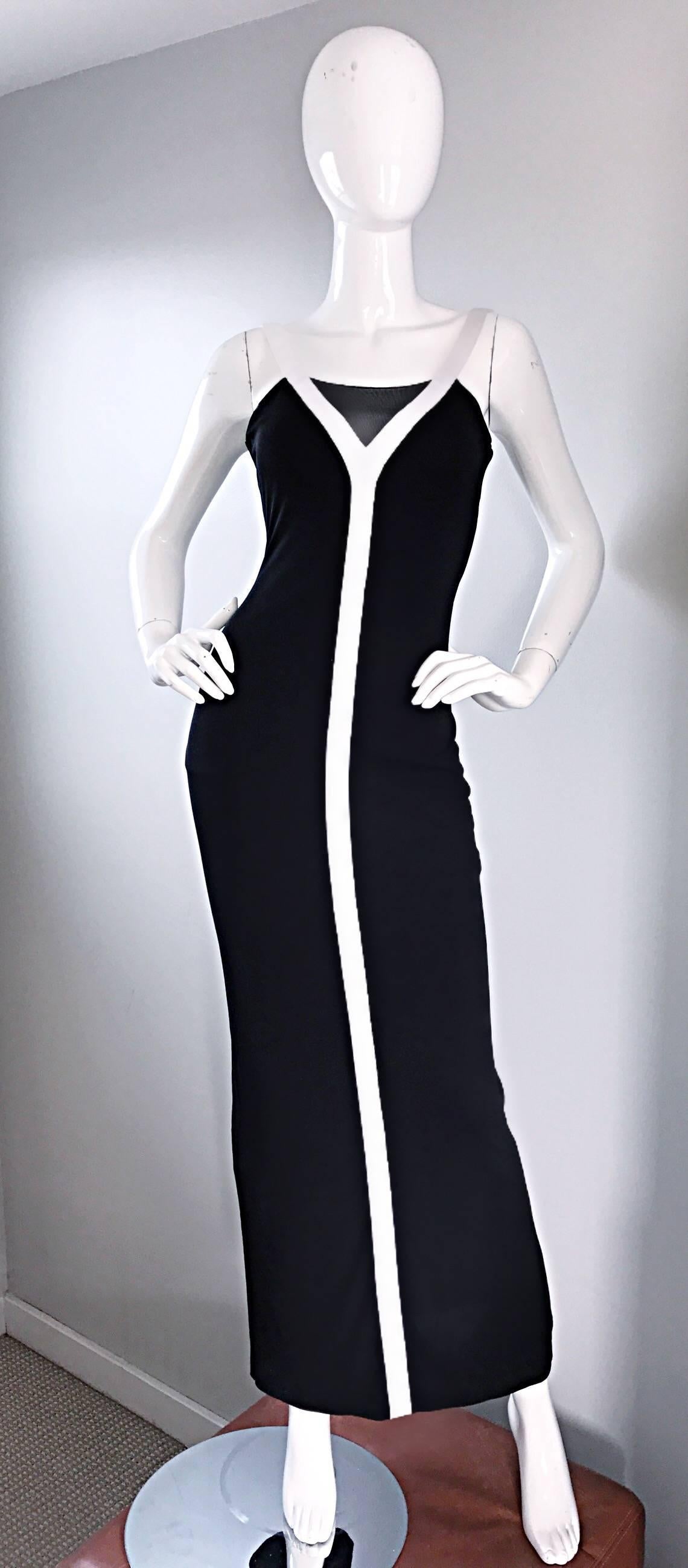 Dolce & Gabbana 1990s Vintage Black and White Iconic Jersey Dress Gown Dress For Sale 4