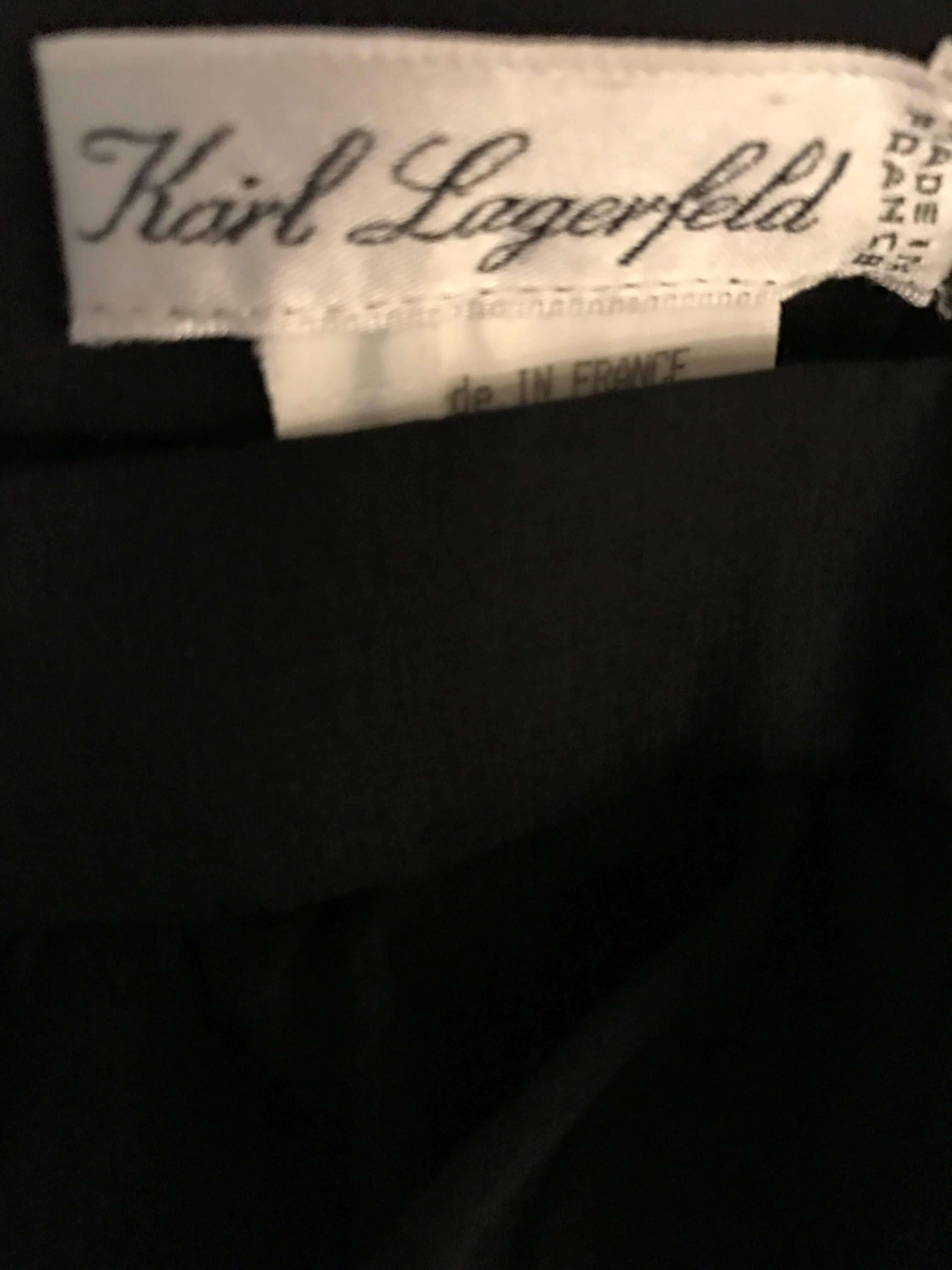 Karl Lagerfeld Vintage Sensational Black Silk Chiffon 90s Wide Leg Pants Skirt 3