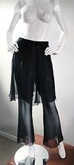 Karl Lagerfeld Vintage Sensational Black Silk Chiffon 90s Wide Leg Pants Skirt