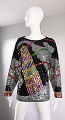 Amazing Vintage ' Leaning Tower of Pisa ' Fully Sequined Long Sleeve Top Blouse